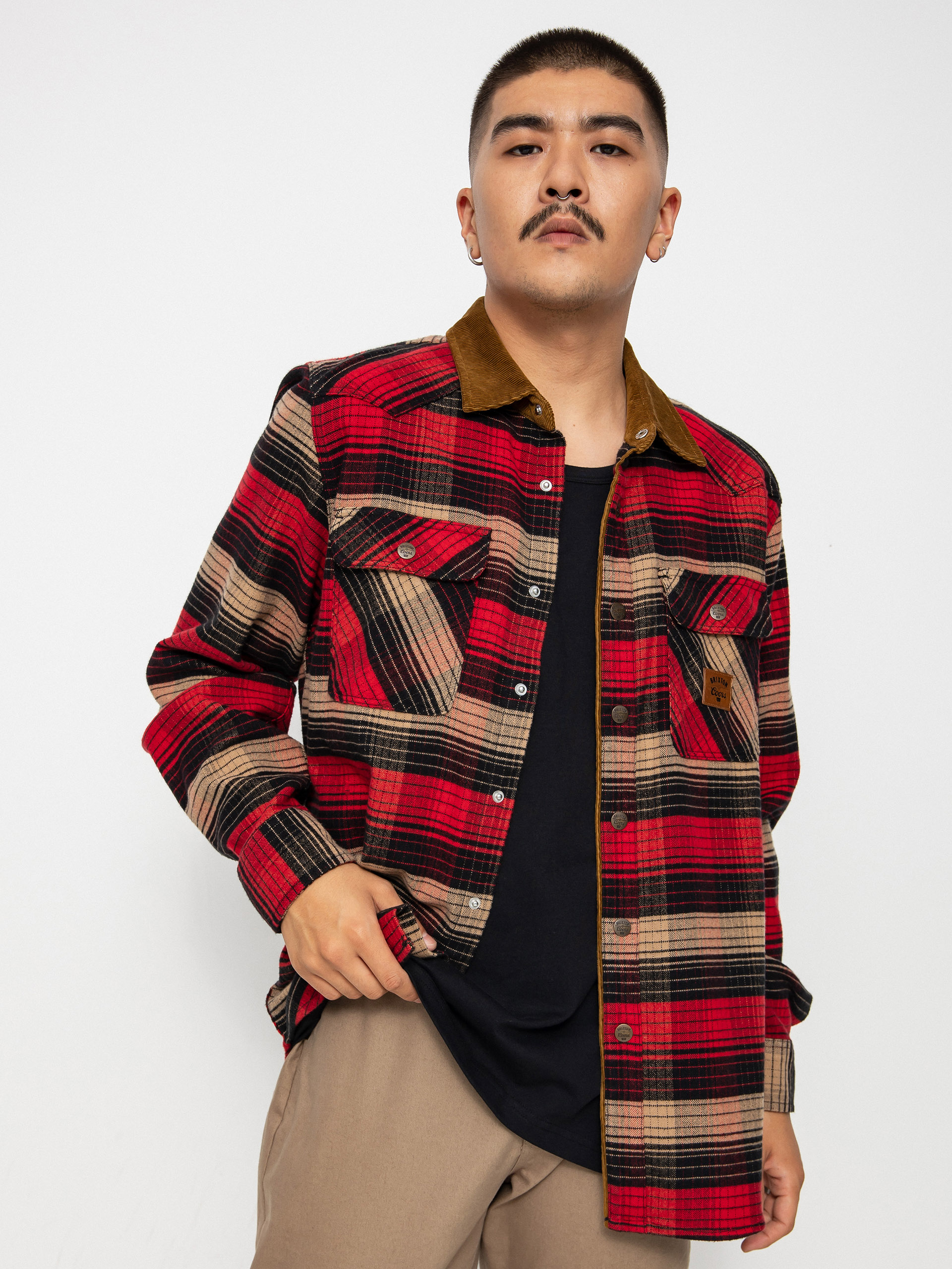 Brixton Coors Bowery Stretch Flannel Ls Ing (banquet red/brown)