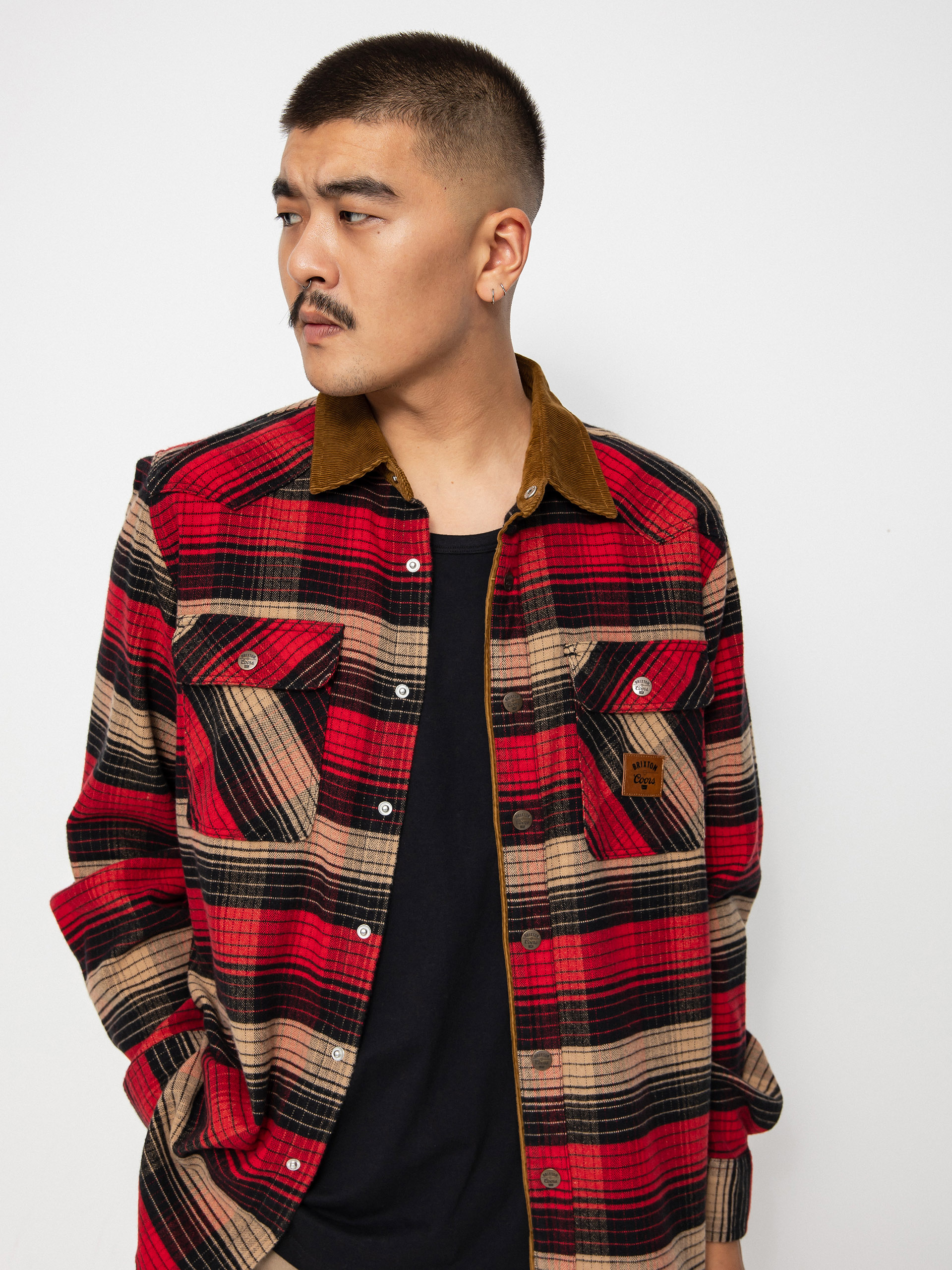 Brixton Coors Bowery Stretch Flannel Ls Ing (banquet red/brown)