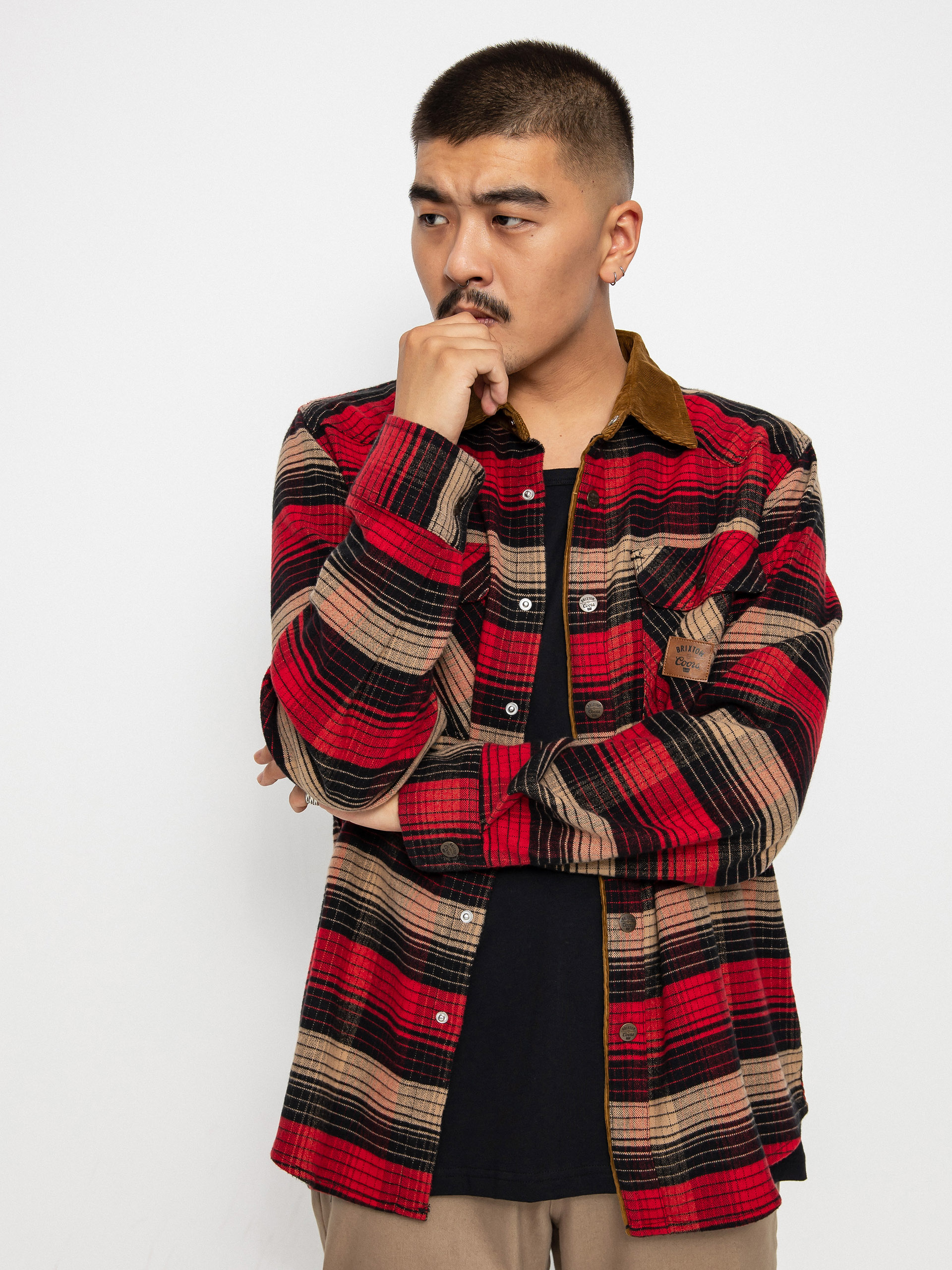 Brixton Coors Bowery Stretch Flannel Ls Ing (banquet red/brown)