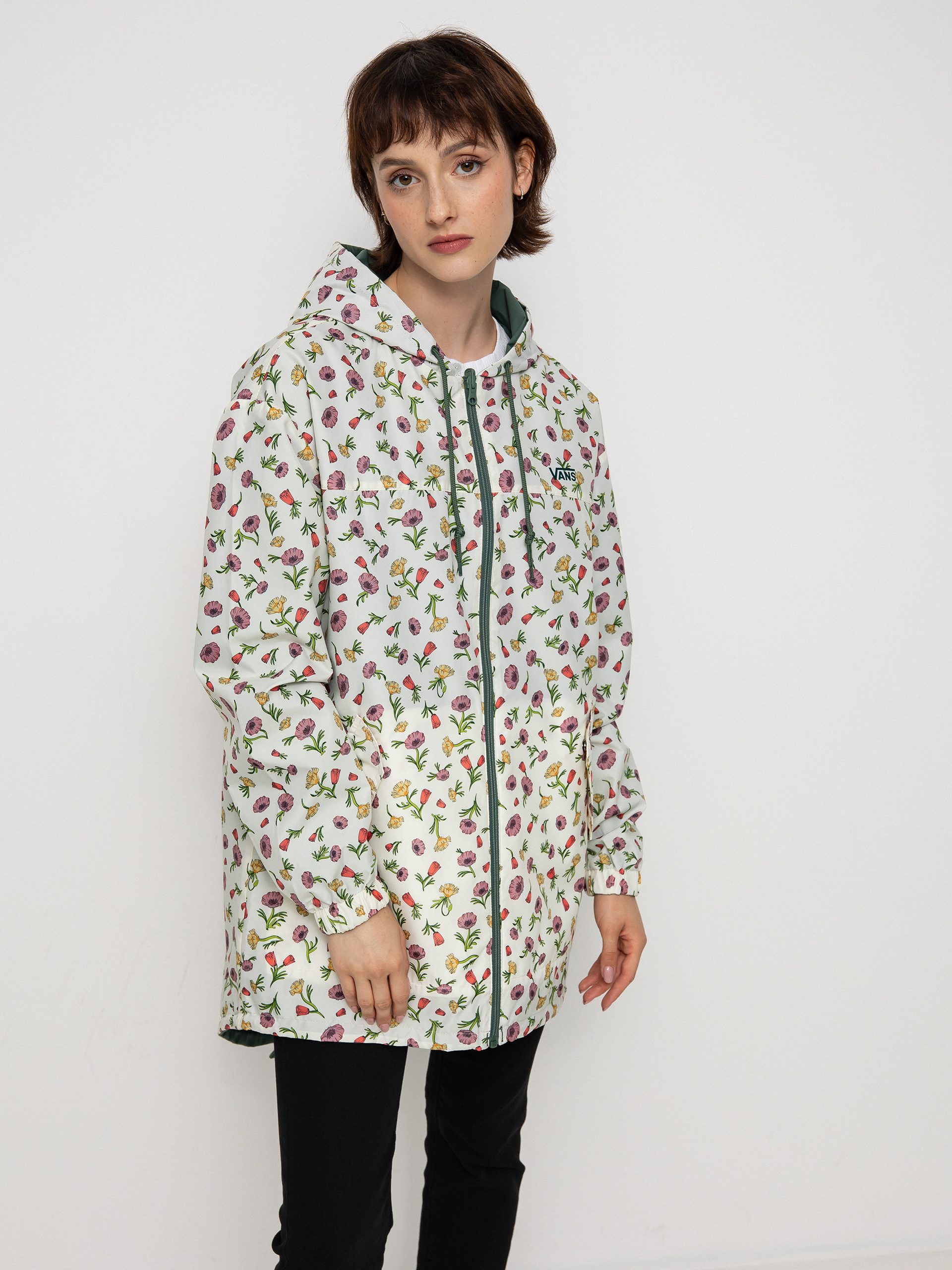 Vans Mercy Reversible Parka Dzseki Wmn (califas ditsy duck green)