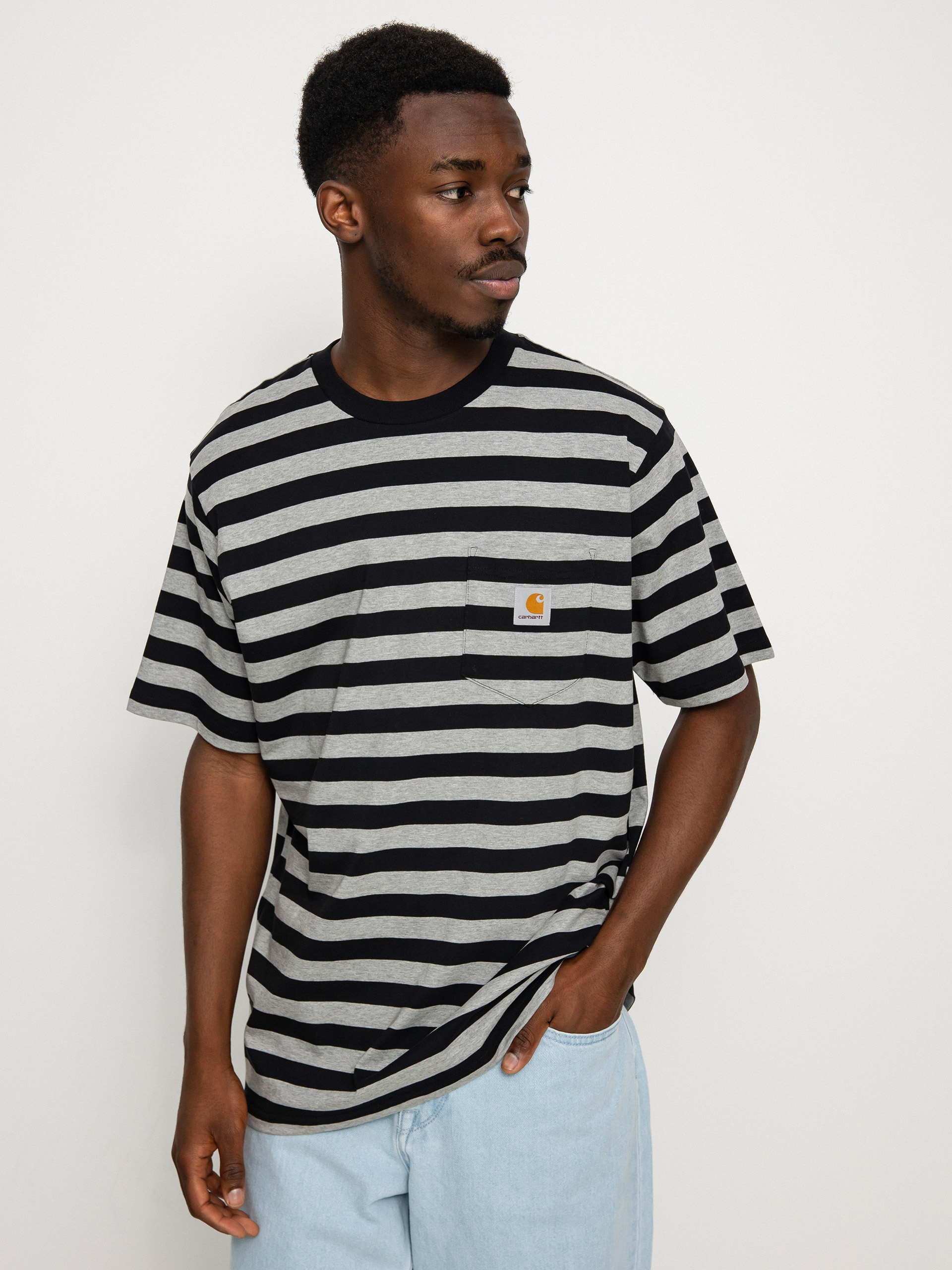 Carhartt WIP Merrick Pocket póló (merrick stripe/black/grey heather)