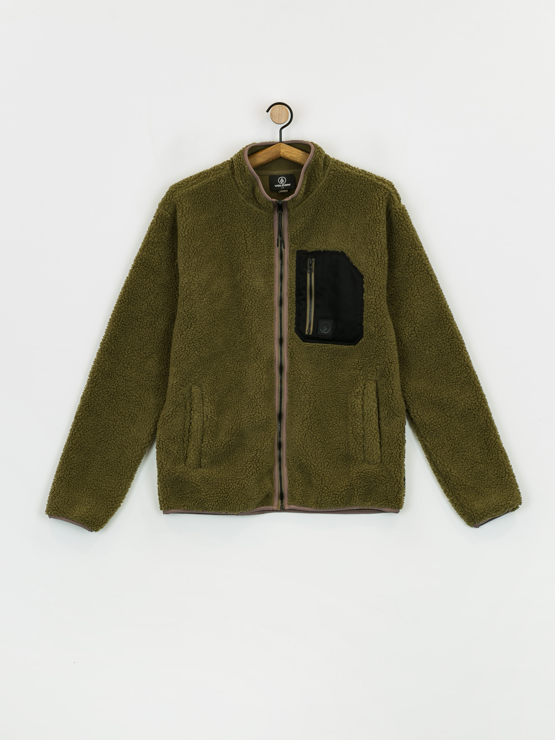 Férfi Volcom Muzzer Fuzzar Zip Pulóver (service green)