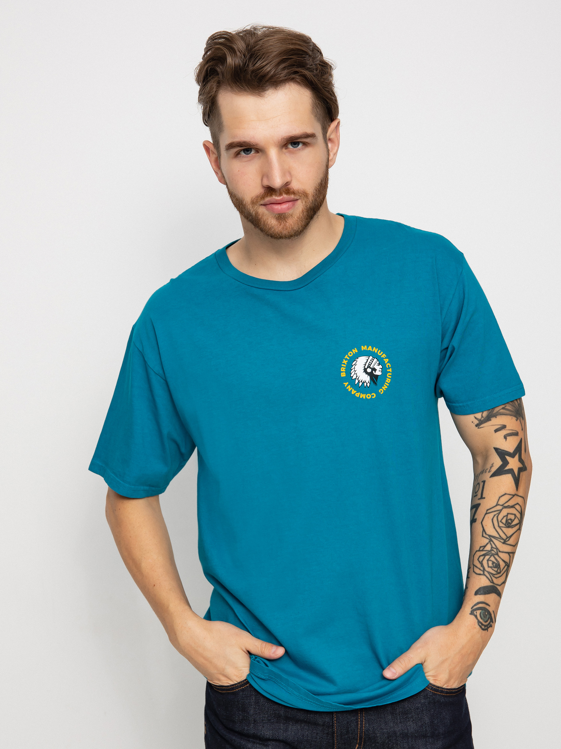 Brixton Rival Stamp póló (teal garment dye)