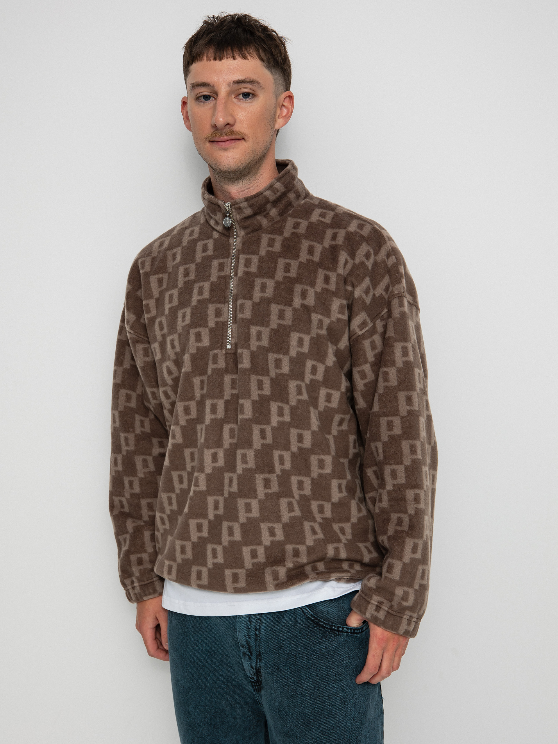 Férfi Polar Skate P Fleece Pullover Polár pulóver (light brown)