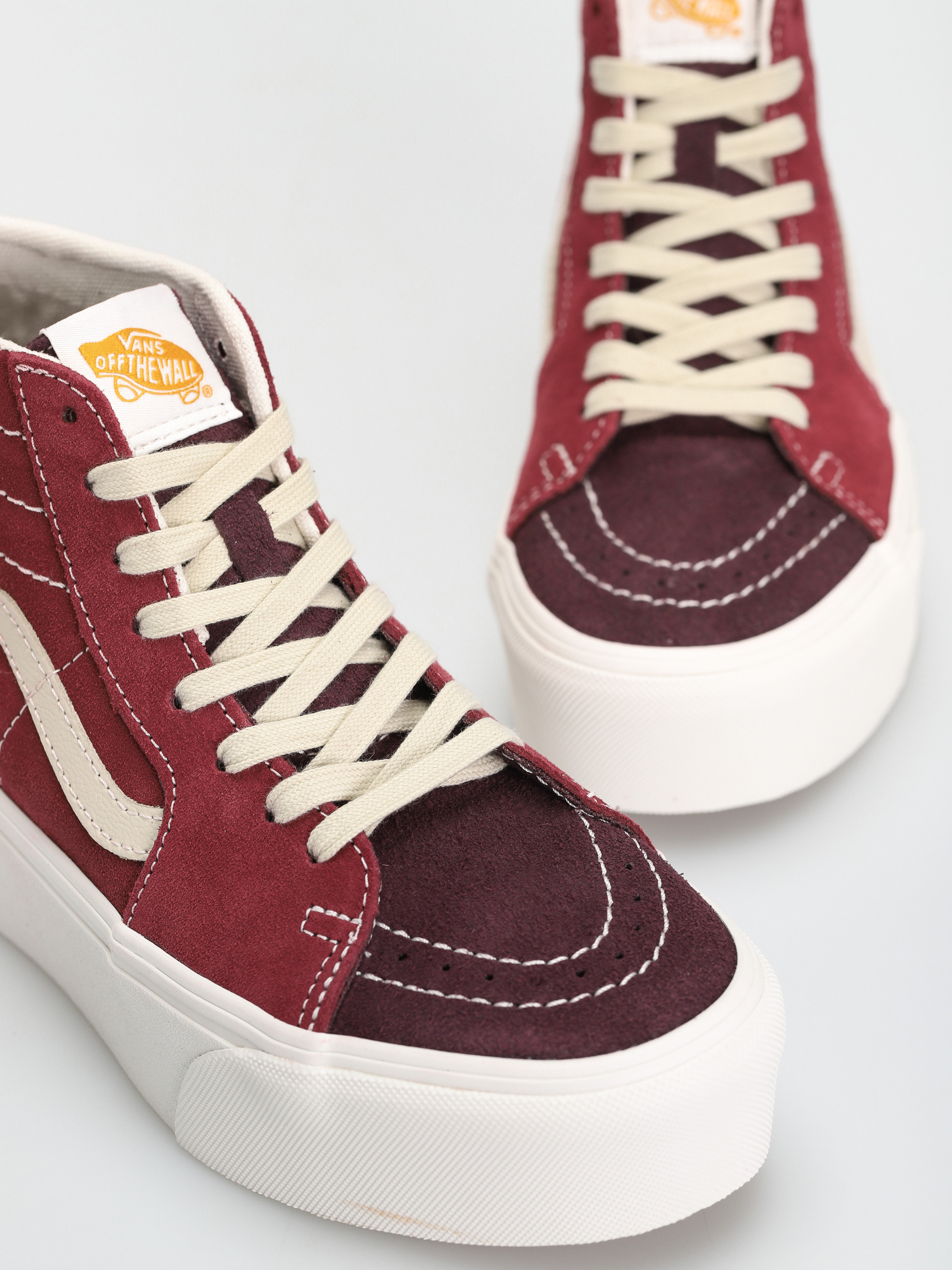 Vans Sk8 Hi Tapered Stackform Cipők (varsity suede tawny port)