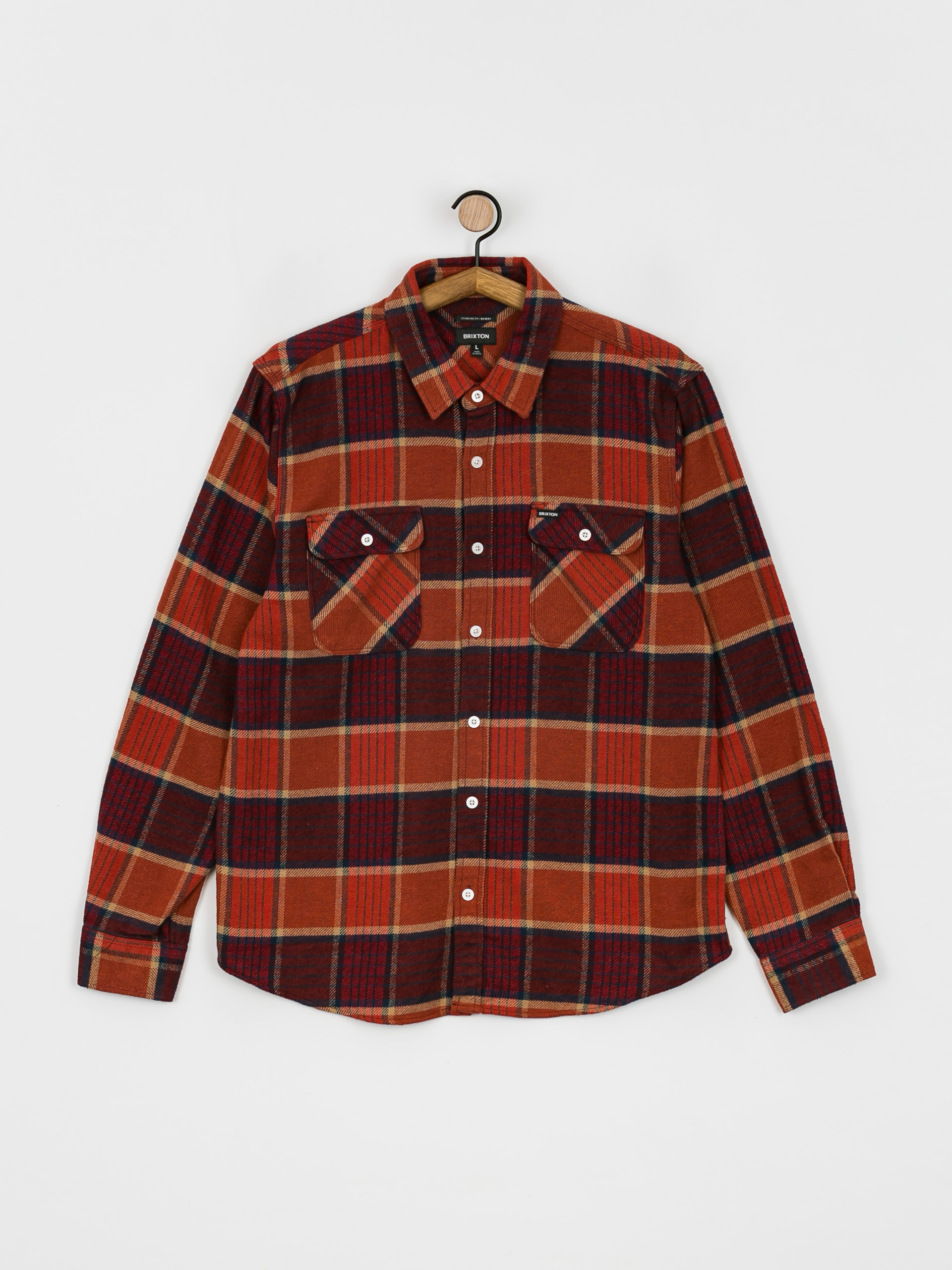 Brixton Bowery Flannel Ls Ing (mahogany/burnt henna/mars red)