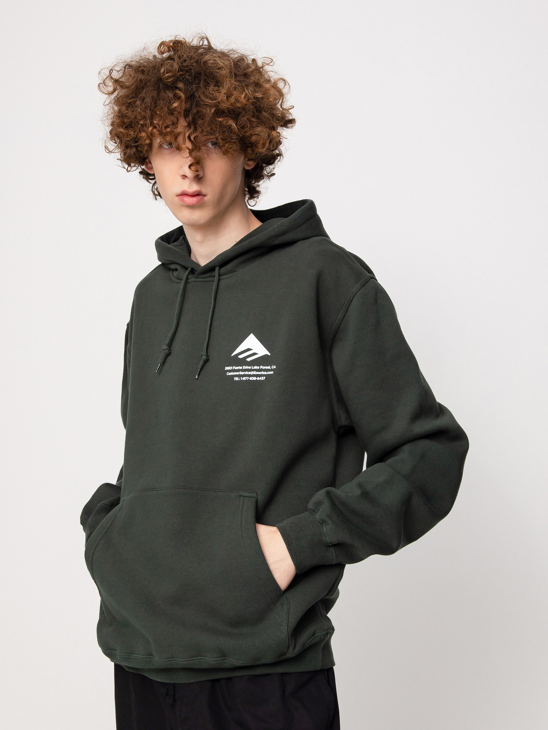 Emerica z kapturem Logo Lockup Pulóver (hunter green)