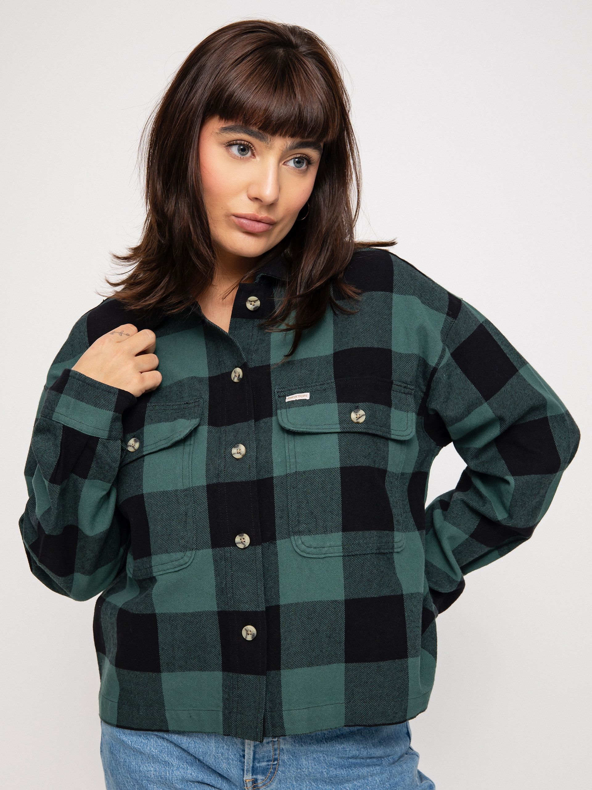 Brixton Bowery Flannel Ls Ing Wmn (emerald)