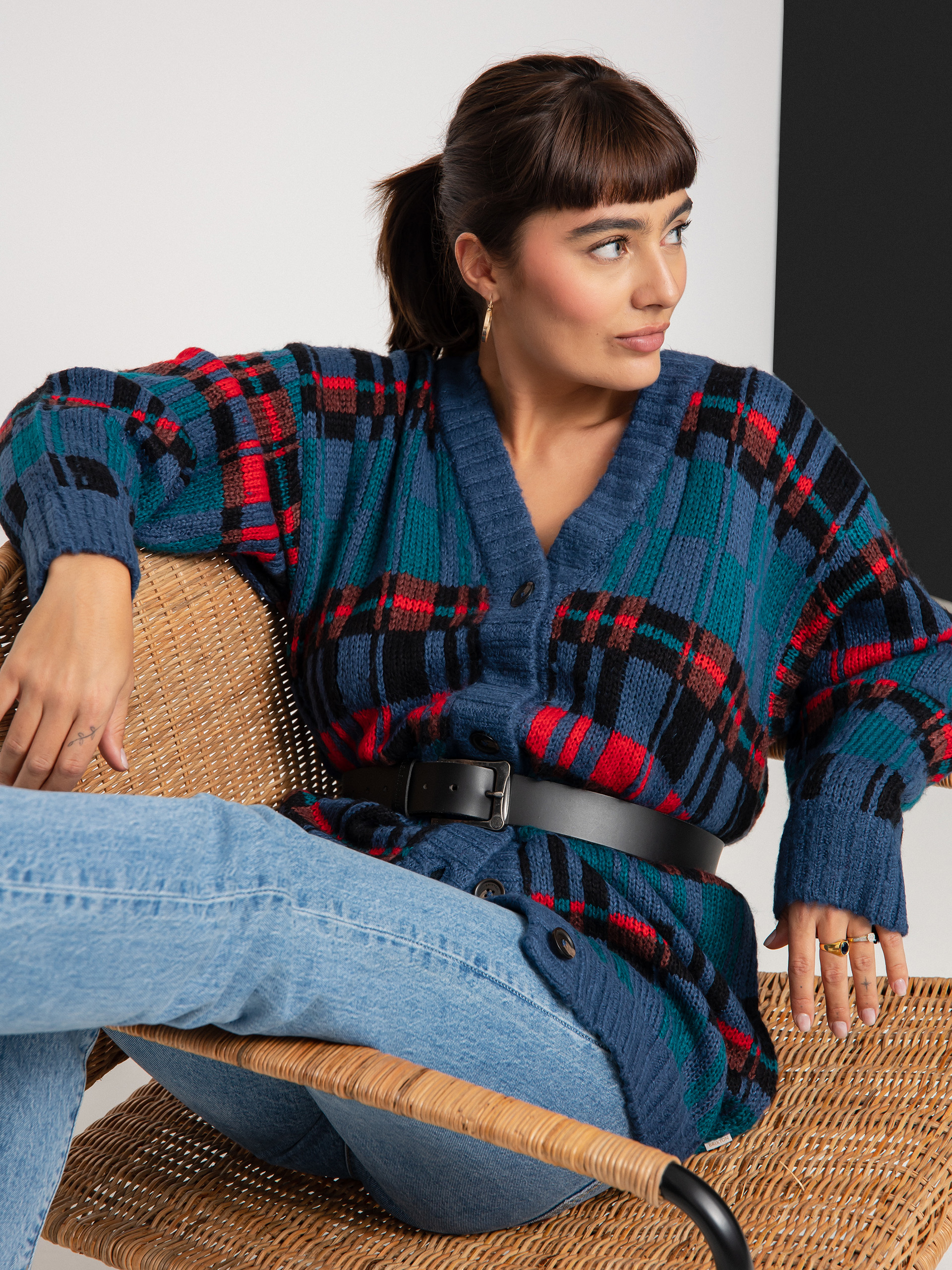 Brixton Ferriss Cardigan Pulóver Wmn (joe blue)