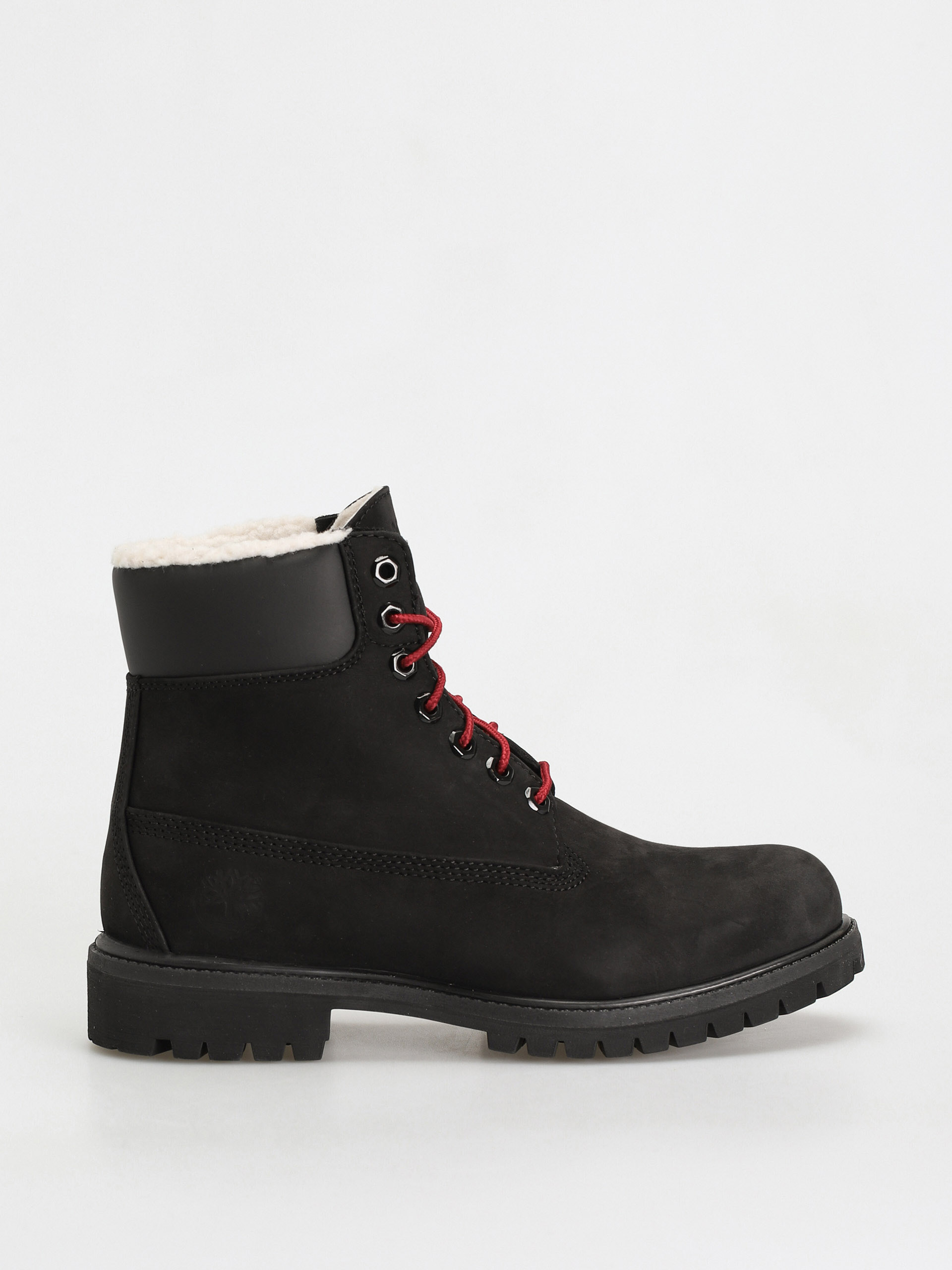 Timberland 6 In Premium Fur/Warm Lin Cipők (black nubuck/red)