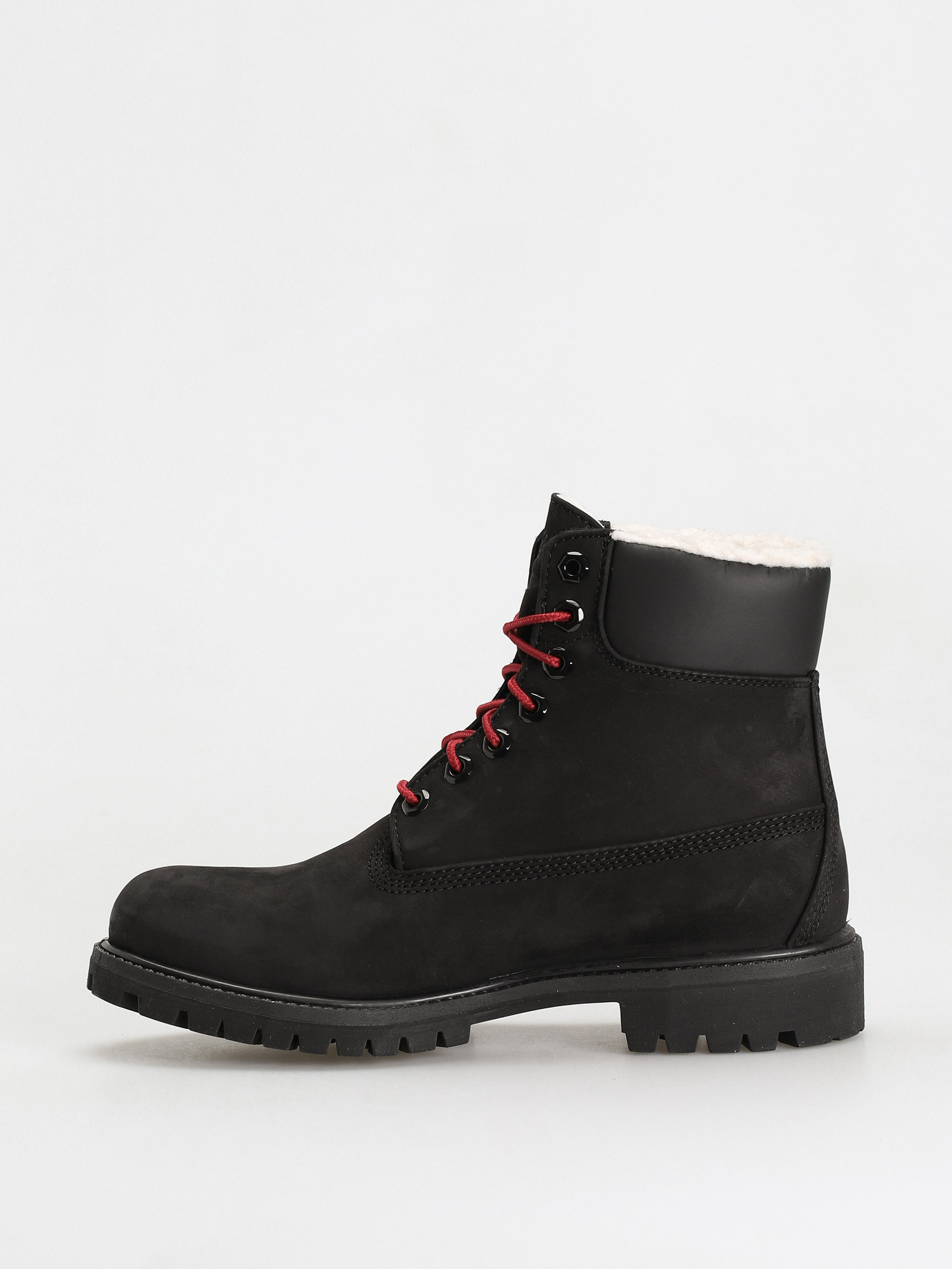 Timberland 6 In Premium Fur/Warm Lin Cipők (black nubuck/red)