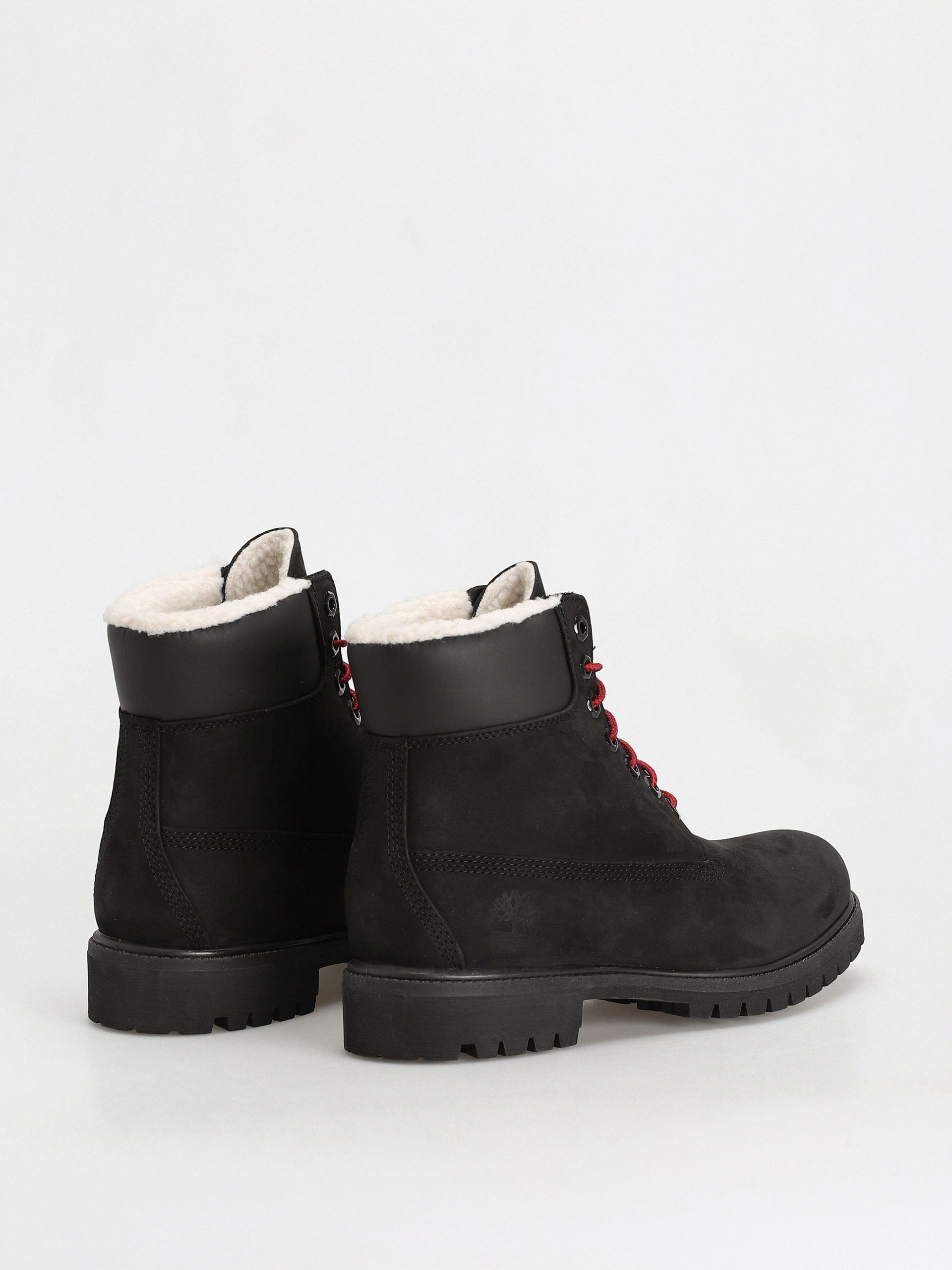 Timberland 6 In Premium Fur/Warm Lin Cipők (black nubuck/red)