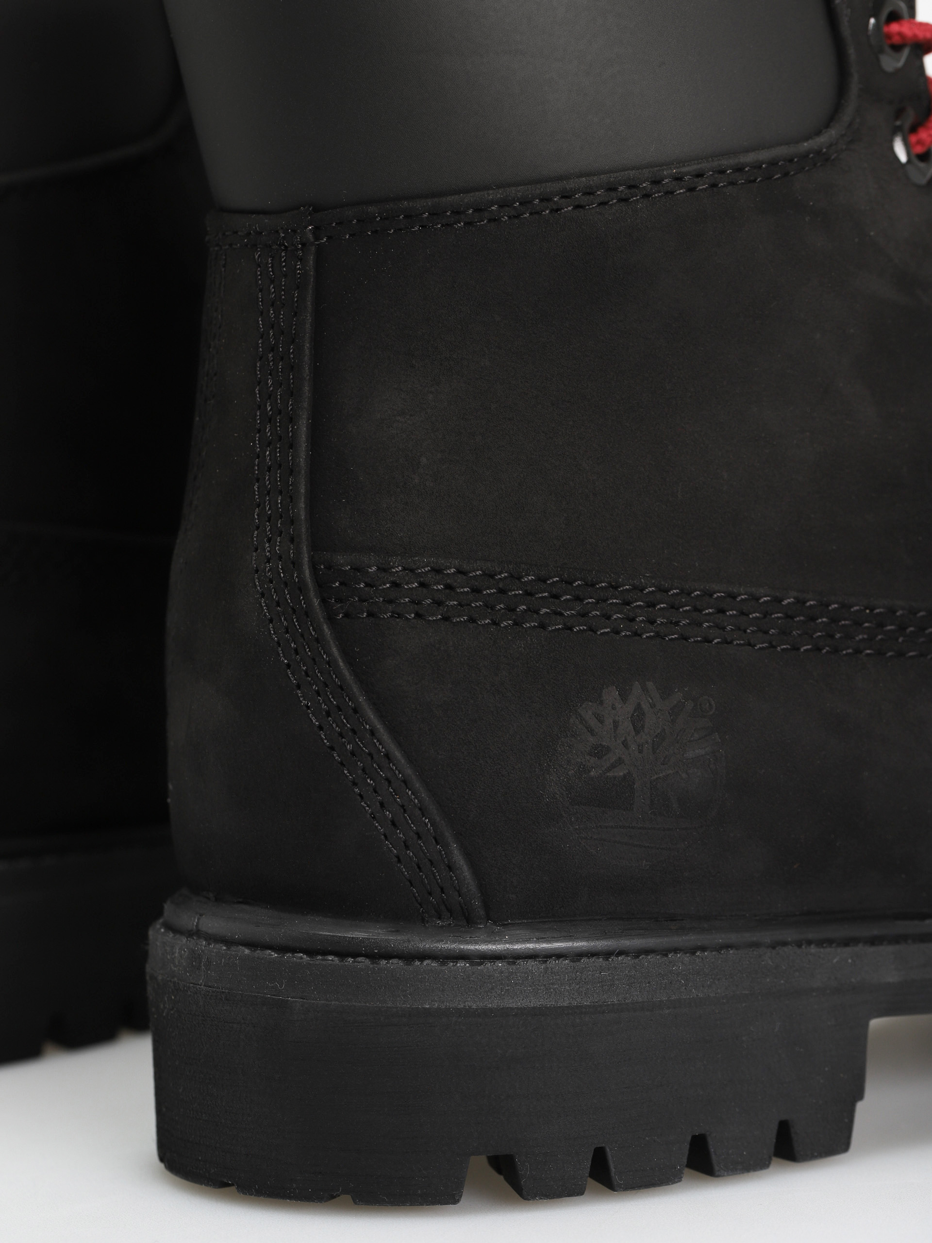 Timberland 6 In Premium Fur/Warm Lin Cipők (black nubuck/red)