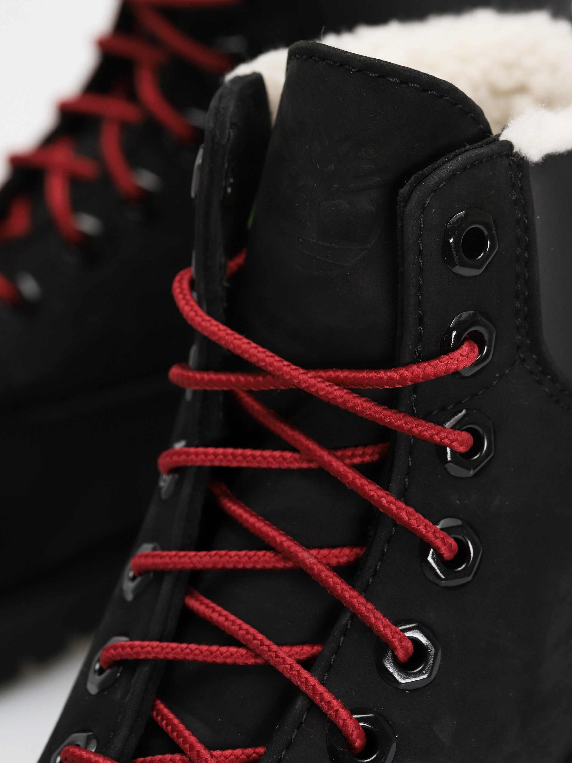 Timberland 6 In Premium Fur/Warm Lin Cipők (black nubuck/red)