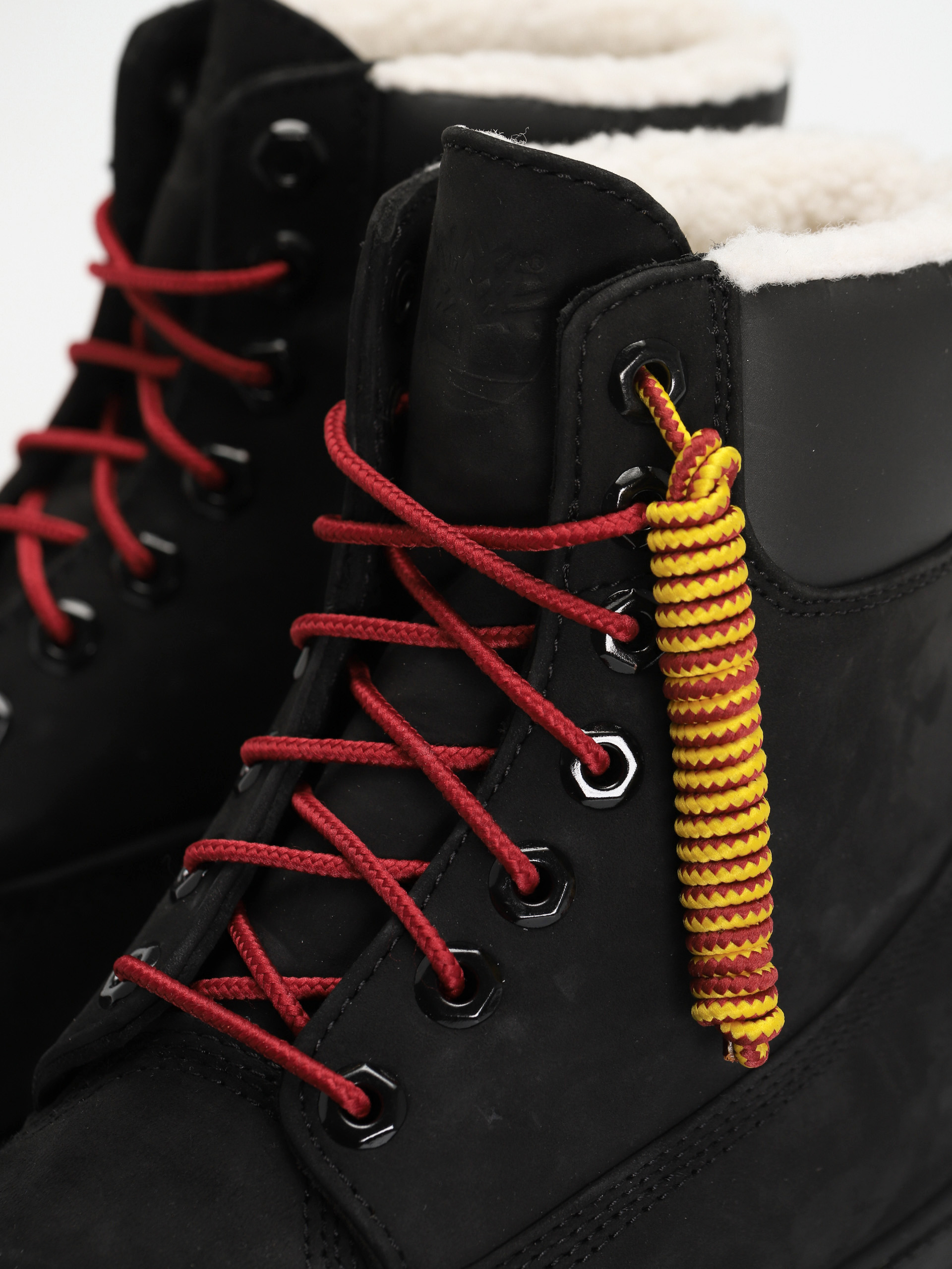 Timberland 6 In Premium Fur/Warm Lin Cipők (black nubuck/red)