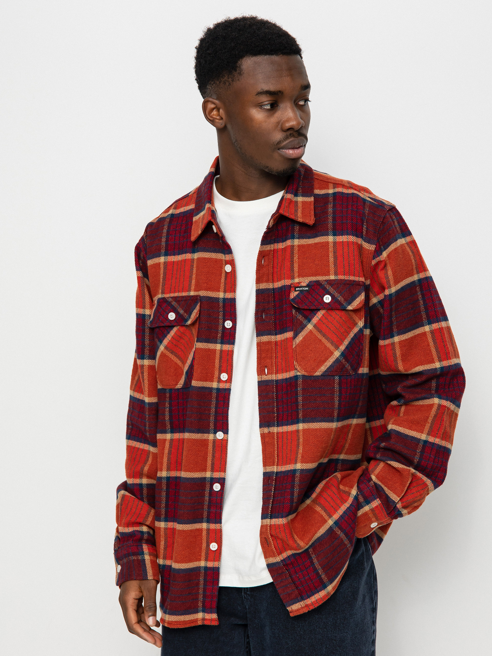 Brixton Bowery Flannel Ls Ing (mahogany/burnt henna/mars red)