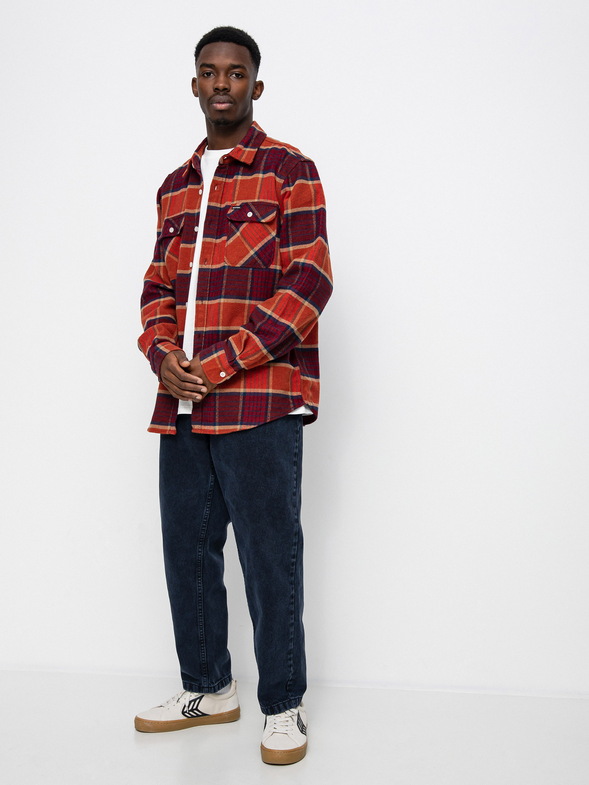 Brixton Bowery Flannel Ls Ing (mahogany/burnt henna/mars red)