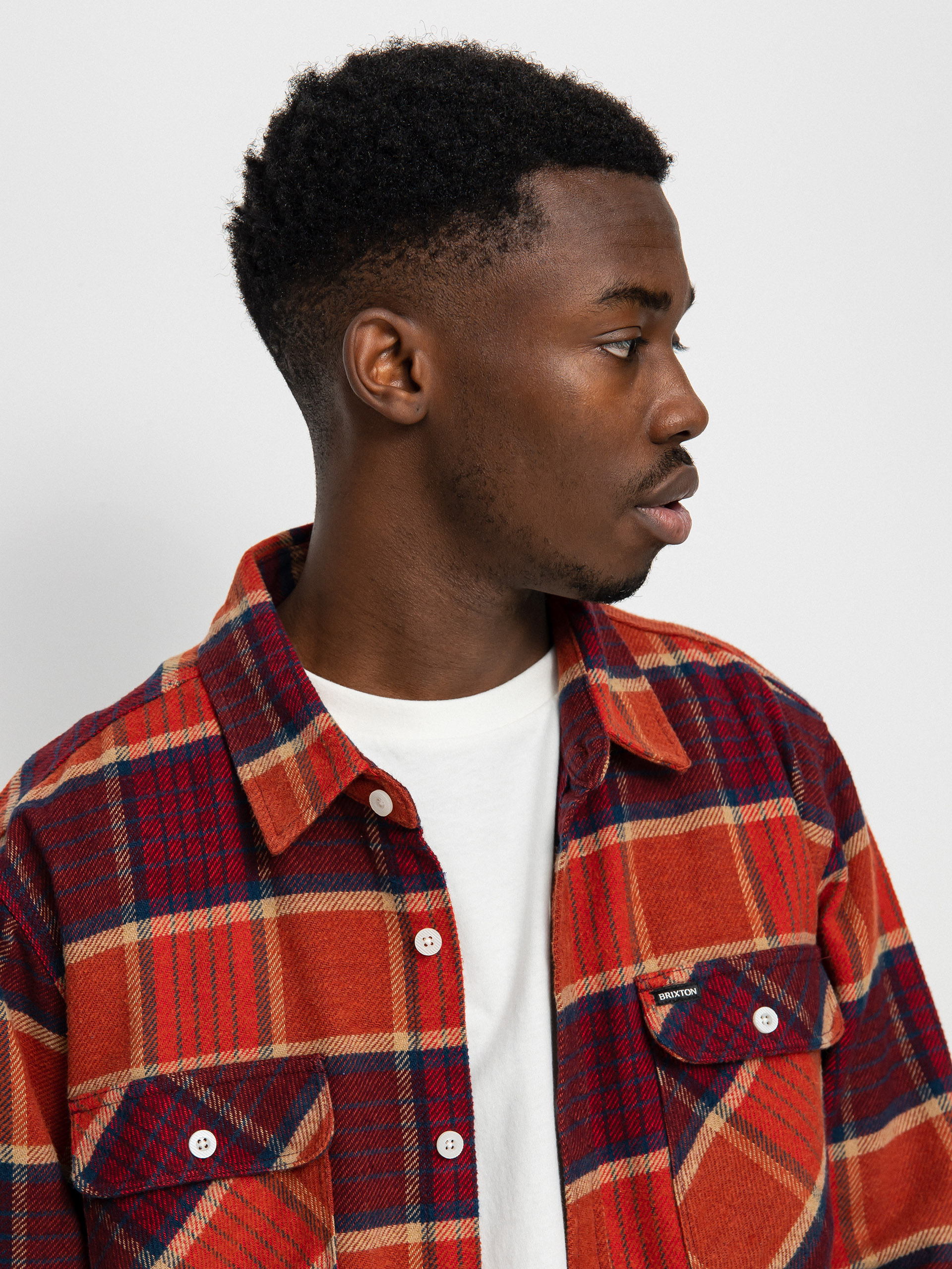 Brixton Bowery Flannel Ls Ing (mahogany/burnt henna/mars red)