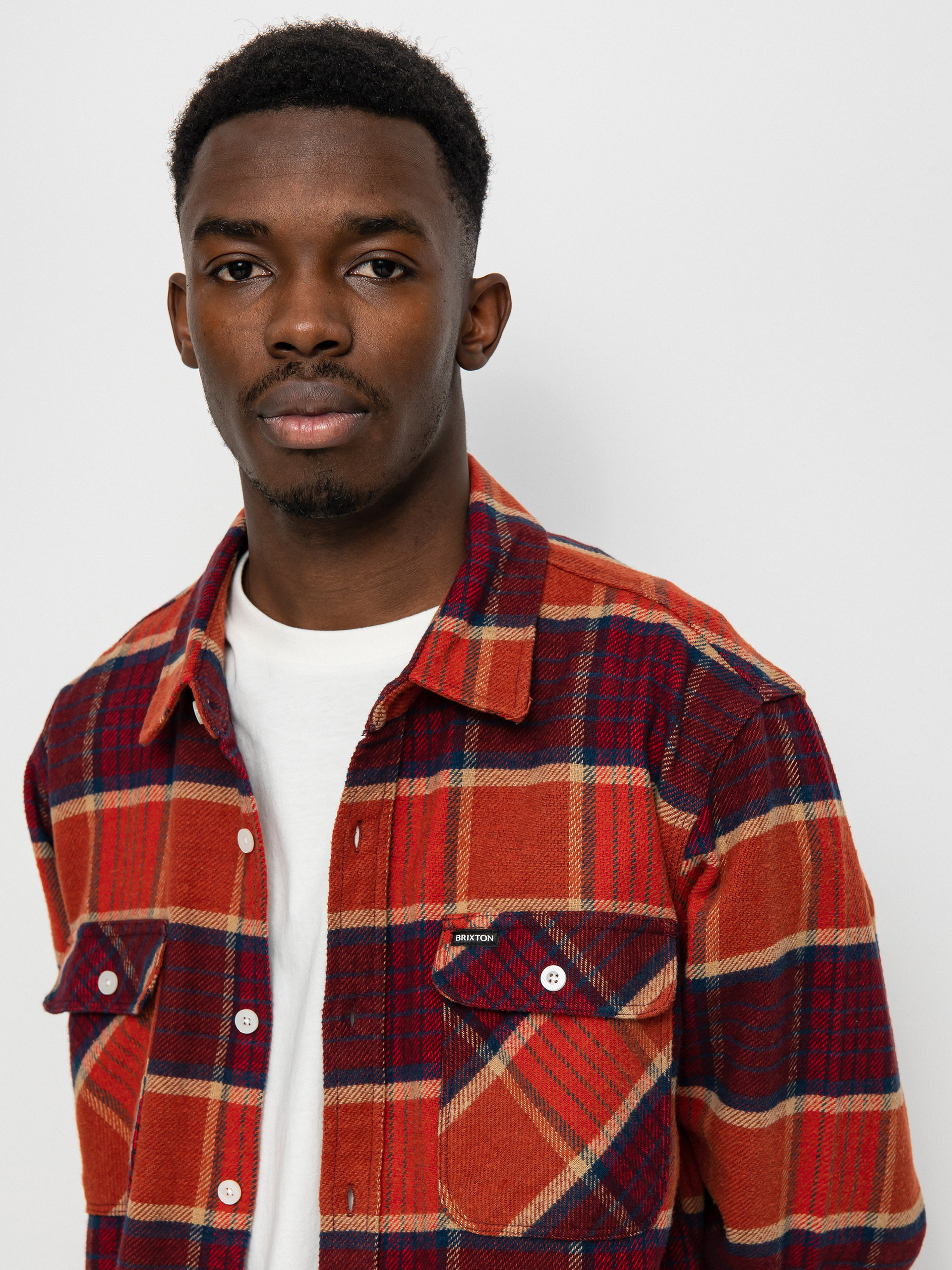 Brixton Bowery Flannel Ls Ing (mahogany/burnt henna/mars red)