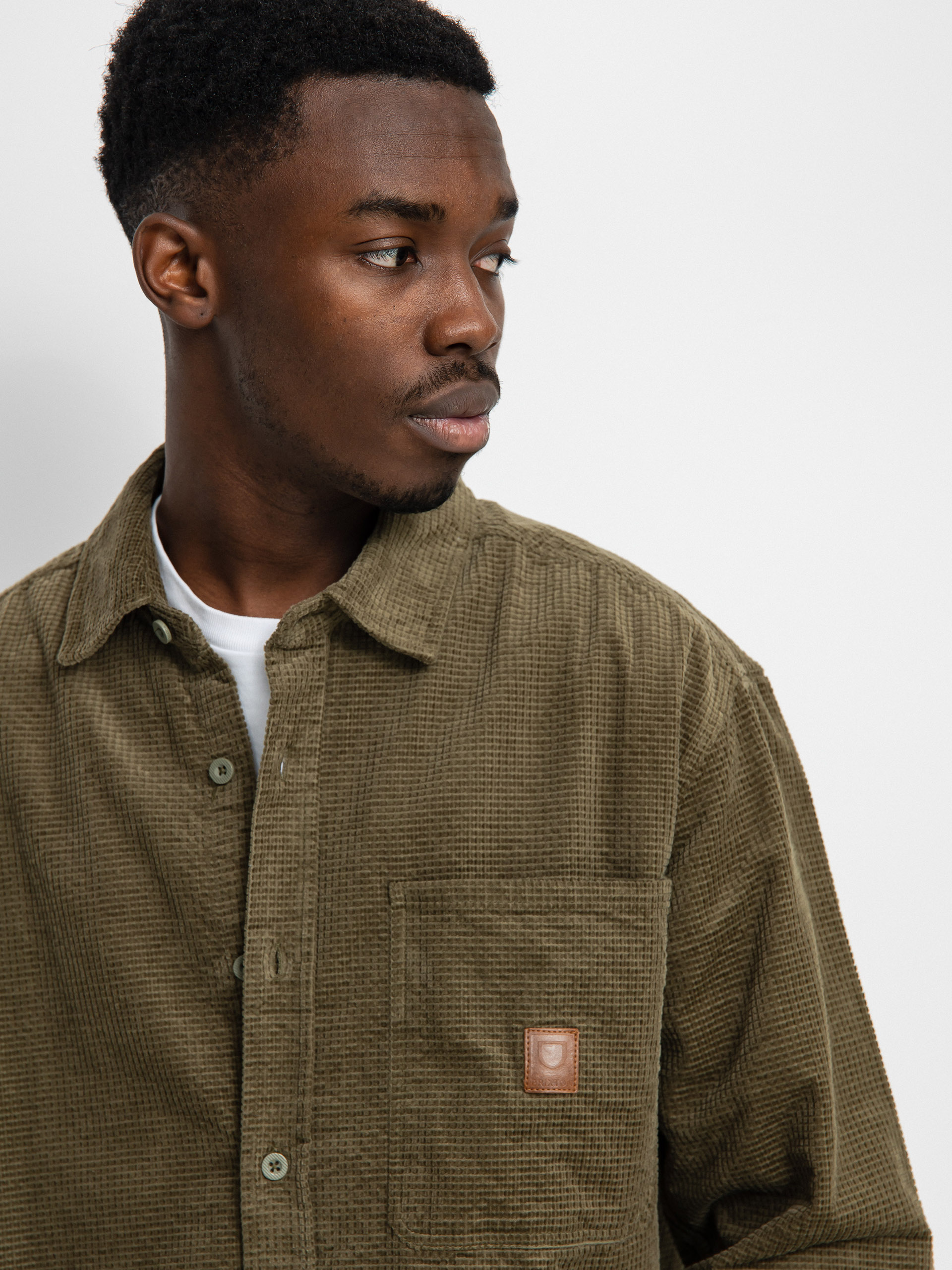 Brixton Porter Waffle Corduroy Ls Ing (military olive)