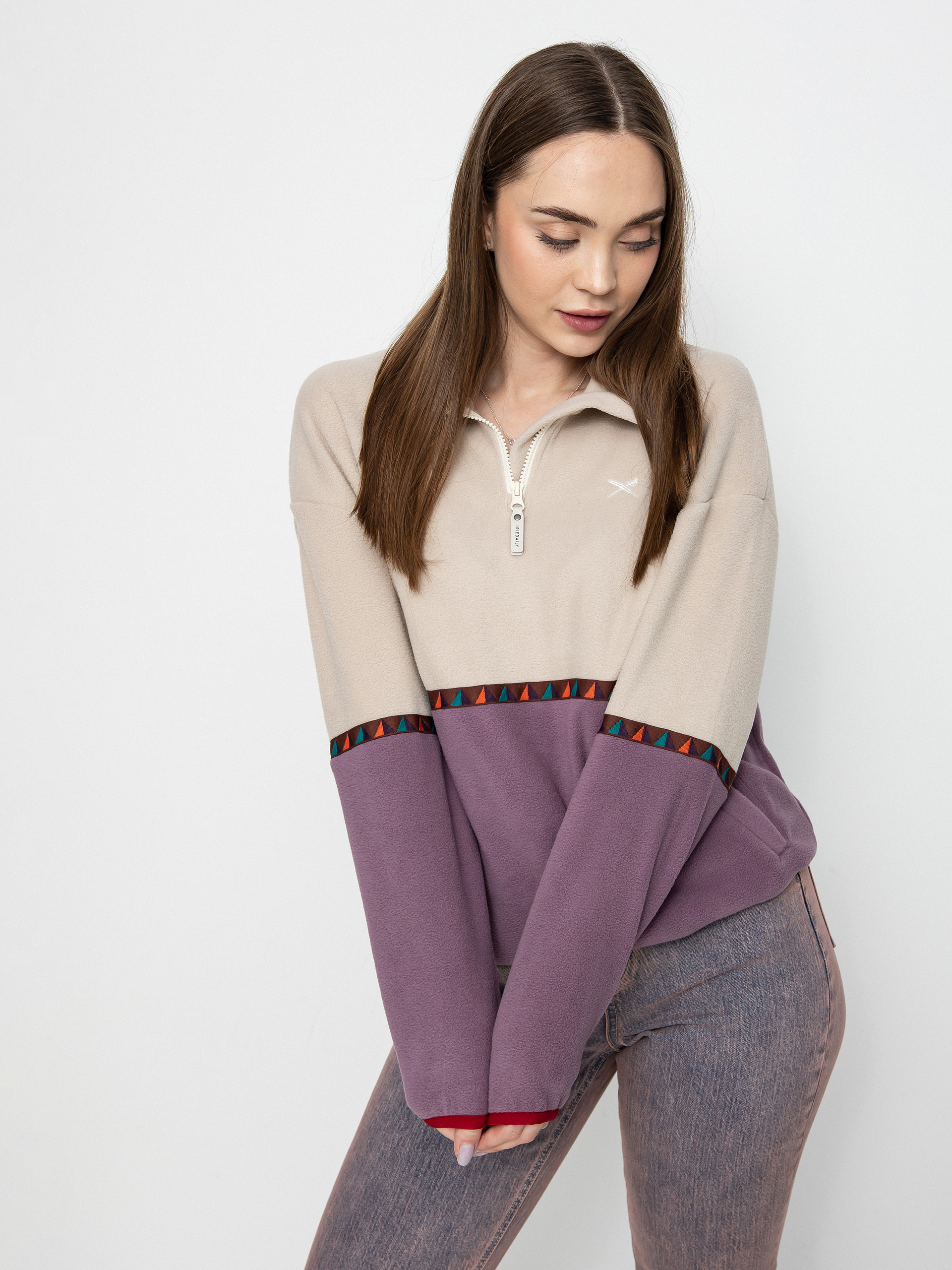 Női Iriedaily Holina Fleece Troyer Polár pulóver (beige)