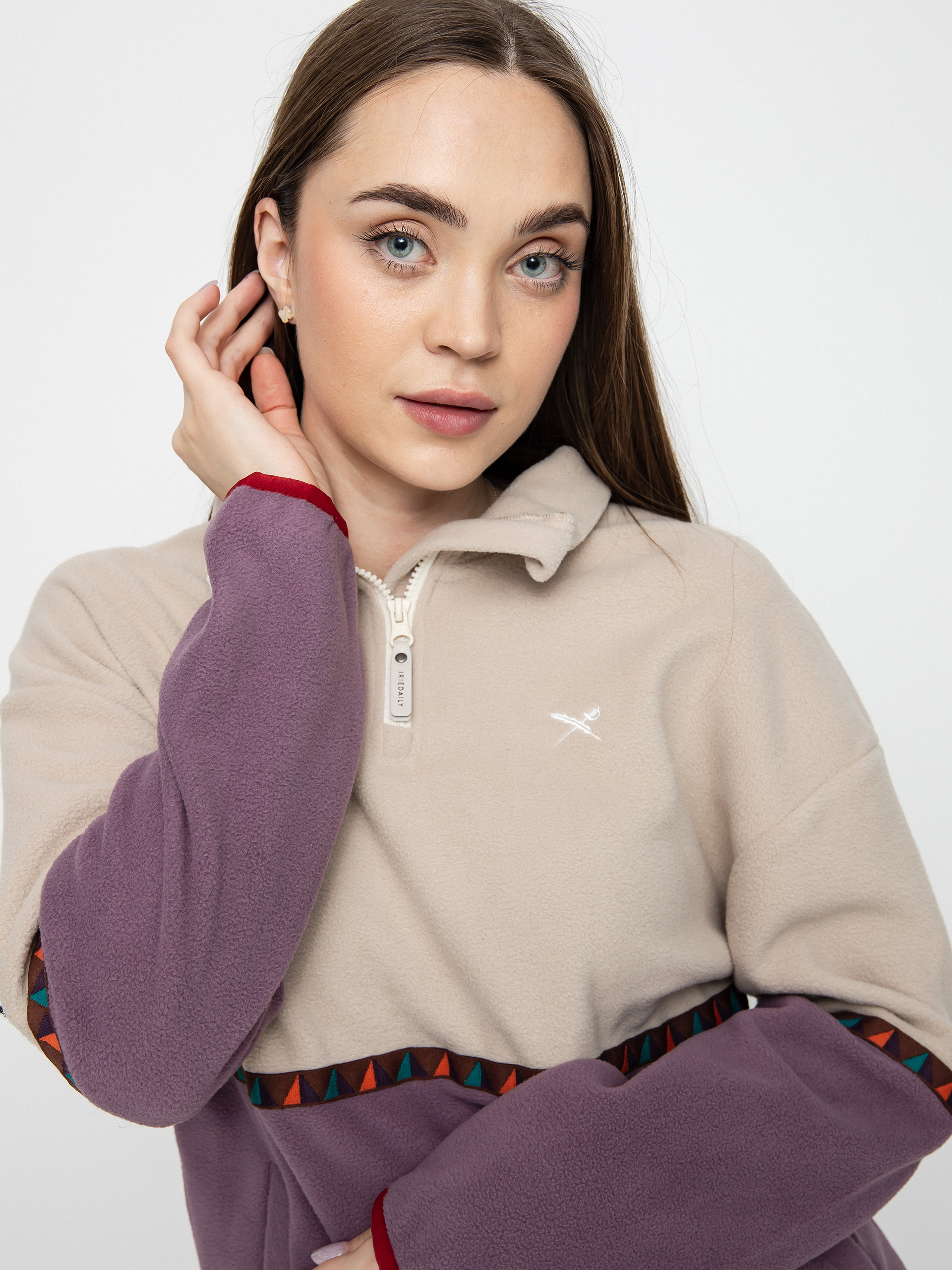 Női Iriedaily Holina Fleece Troyer Polár pulóver (beige)