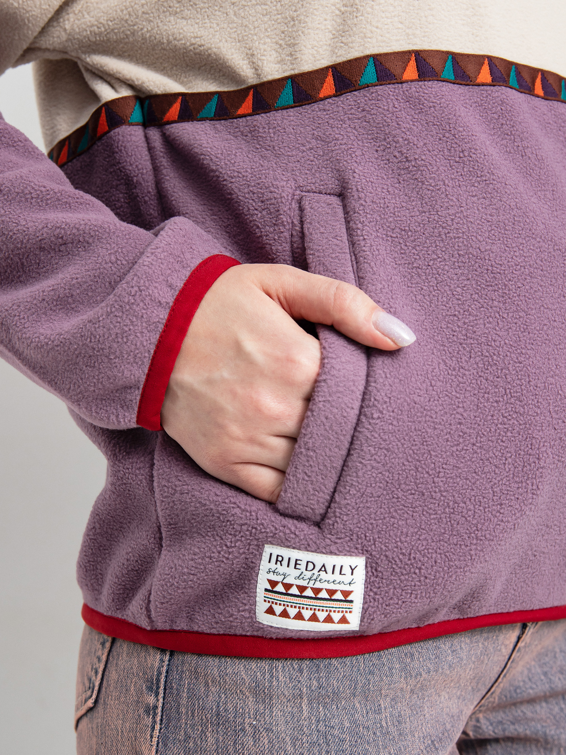 Női Iriedaily Holina Fleece Troyer Polár pulóver (beige)