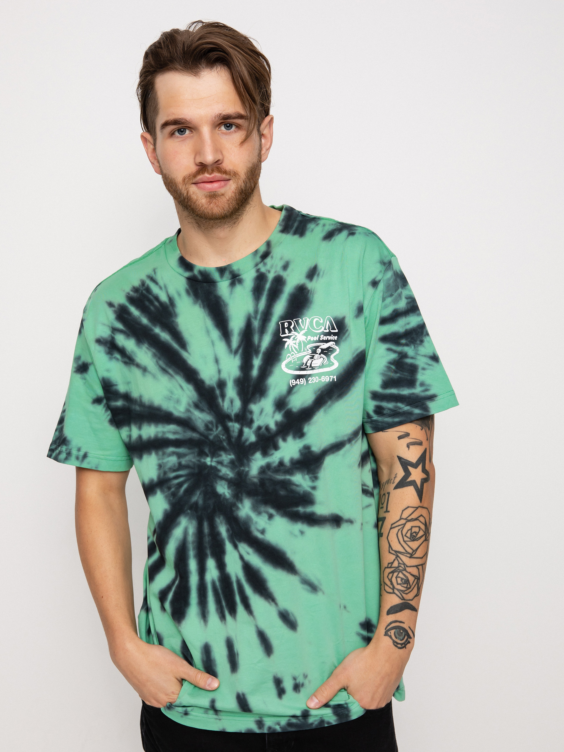 RVCA Pool Service póló (blk grn tie&dye)