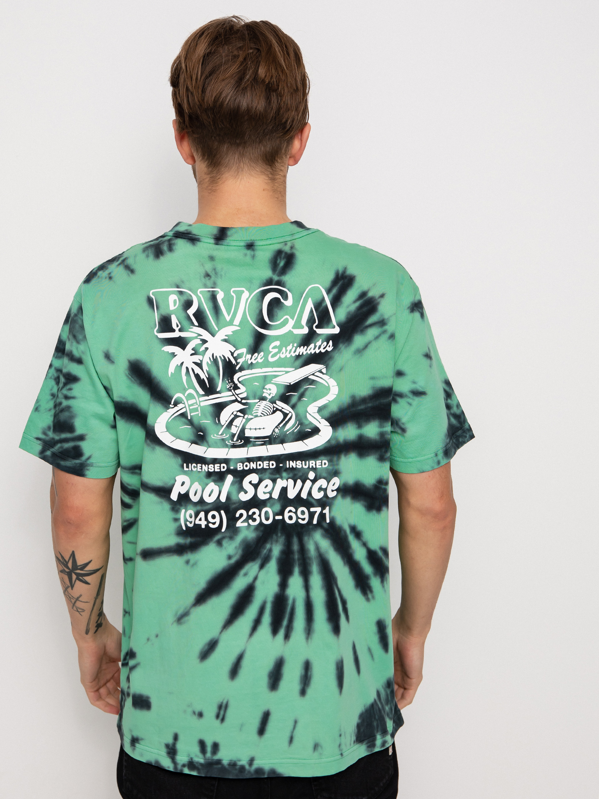 RVCA Pool Service póló (blk grn tie&dye)