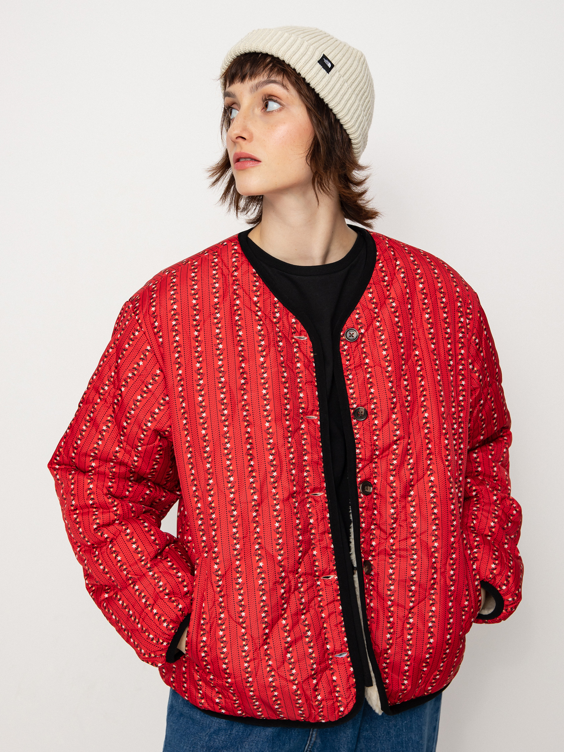 Brixton Sherpa Reversible Padded Dzseki Wmn (mars red praire floral)