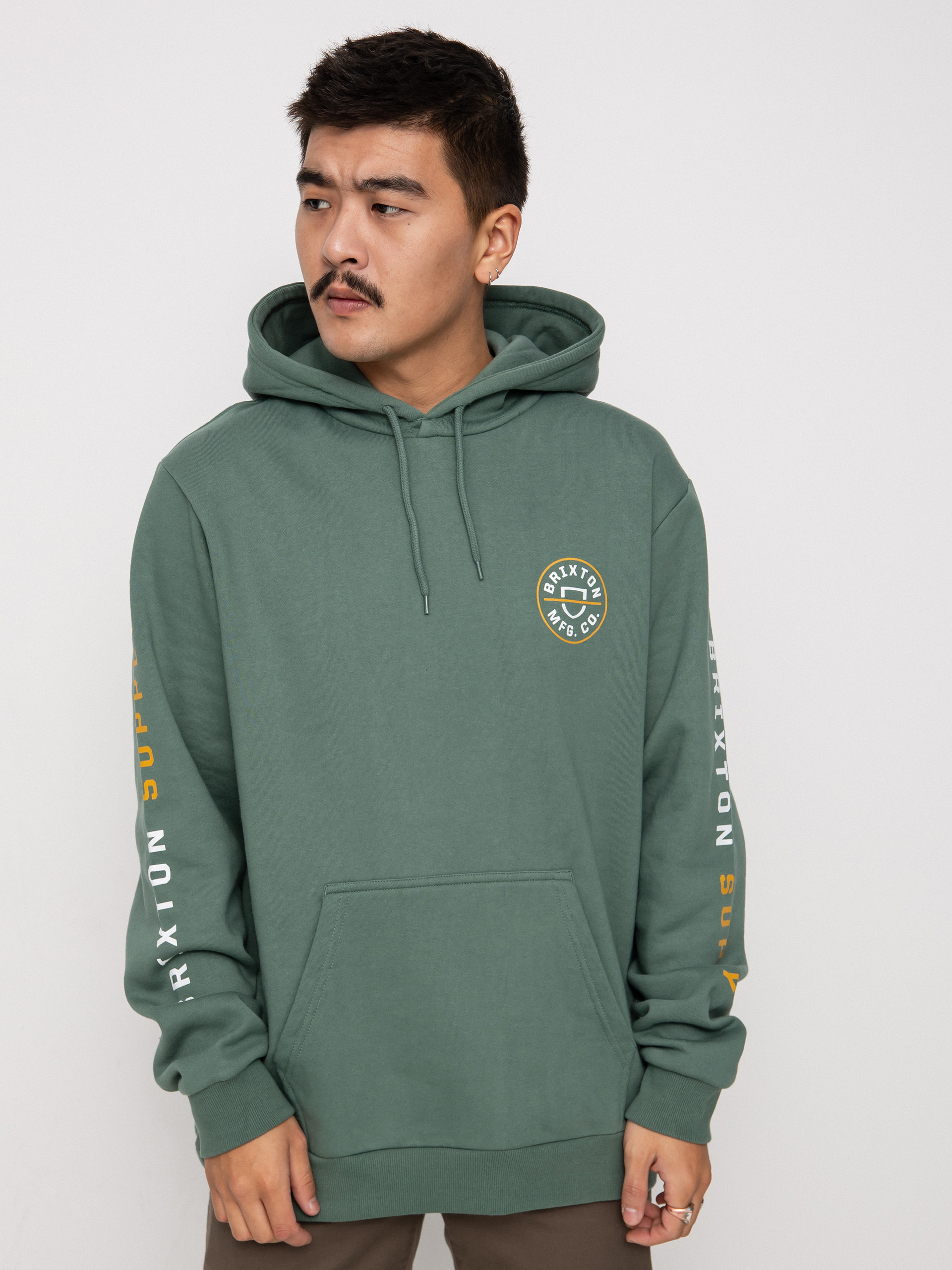 Brixton Crest HD Kapucnis pulóver (deep forest/bright gold/white)