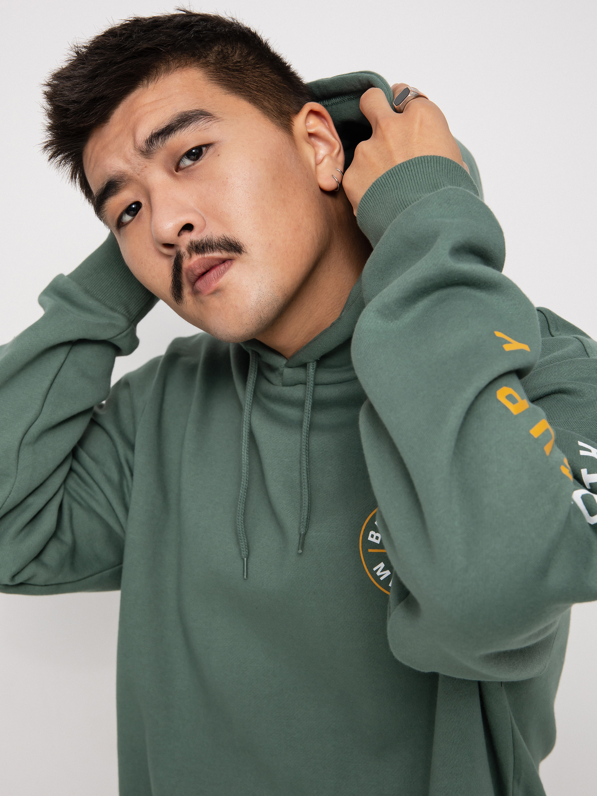 Brixton Crest HD Kapucnis pulóver (deep forest/bright gold/white)