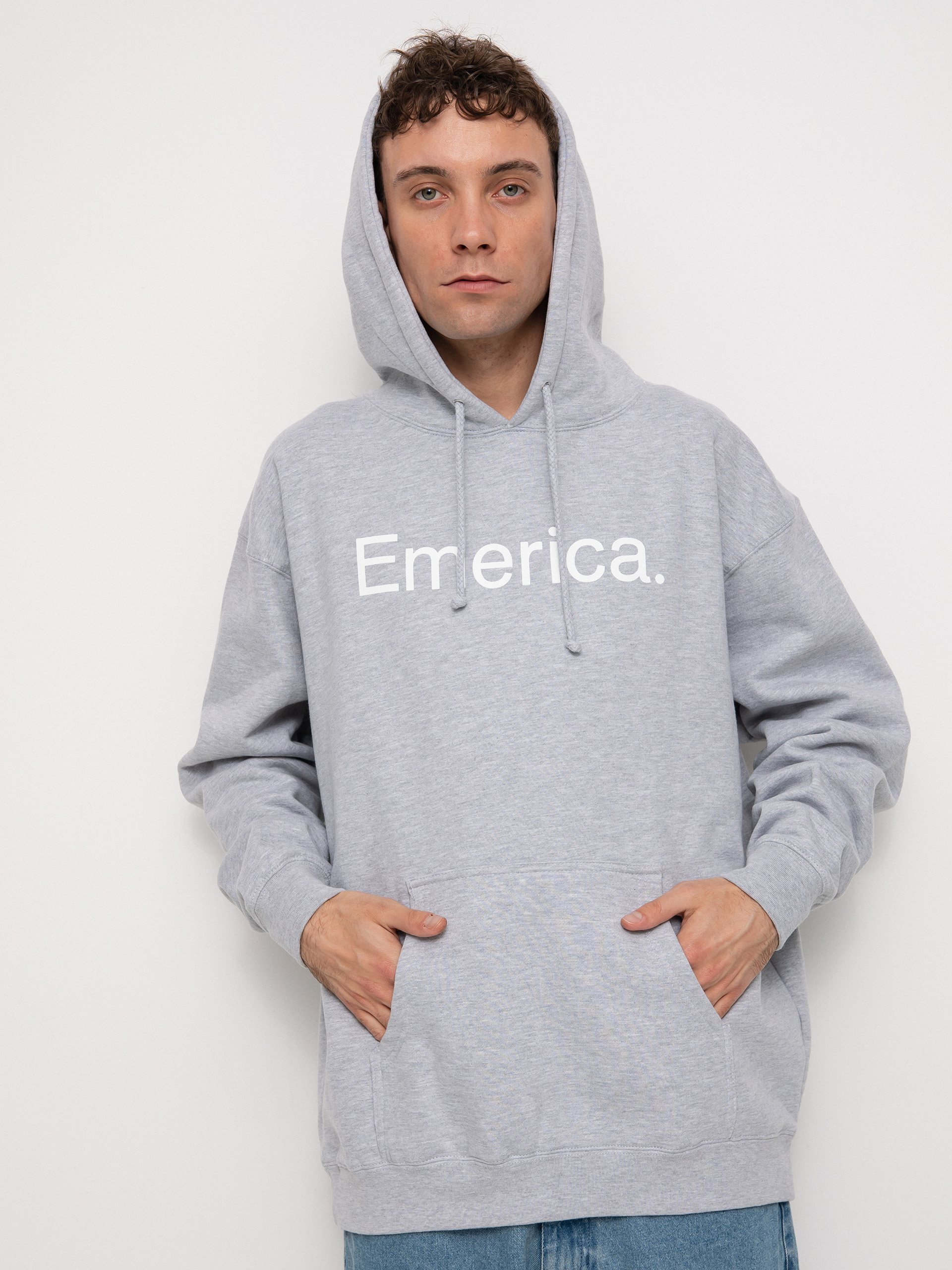 Emerica Pure Logo HD Kapucnis pulóver (light grey)