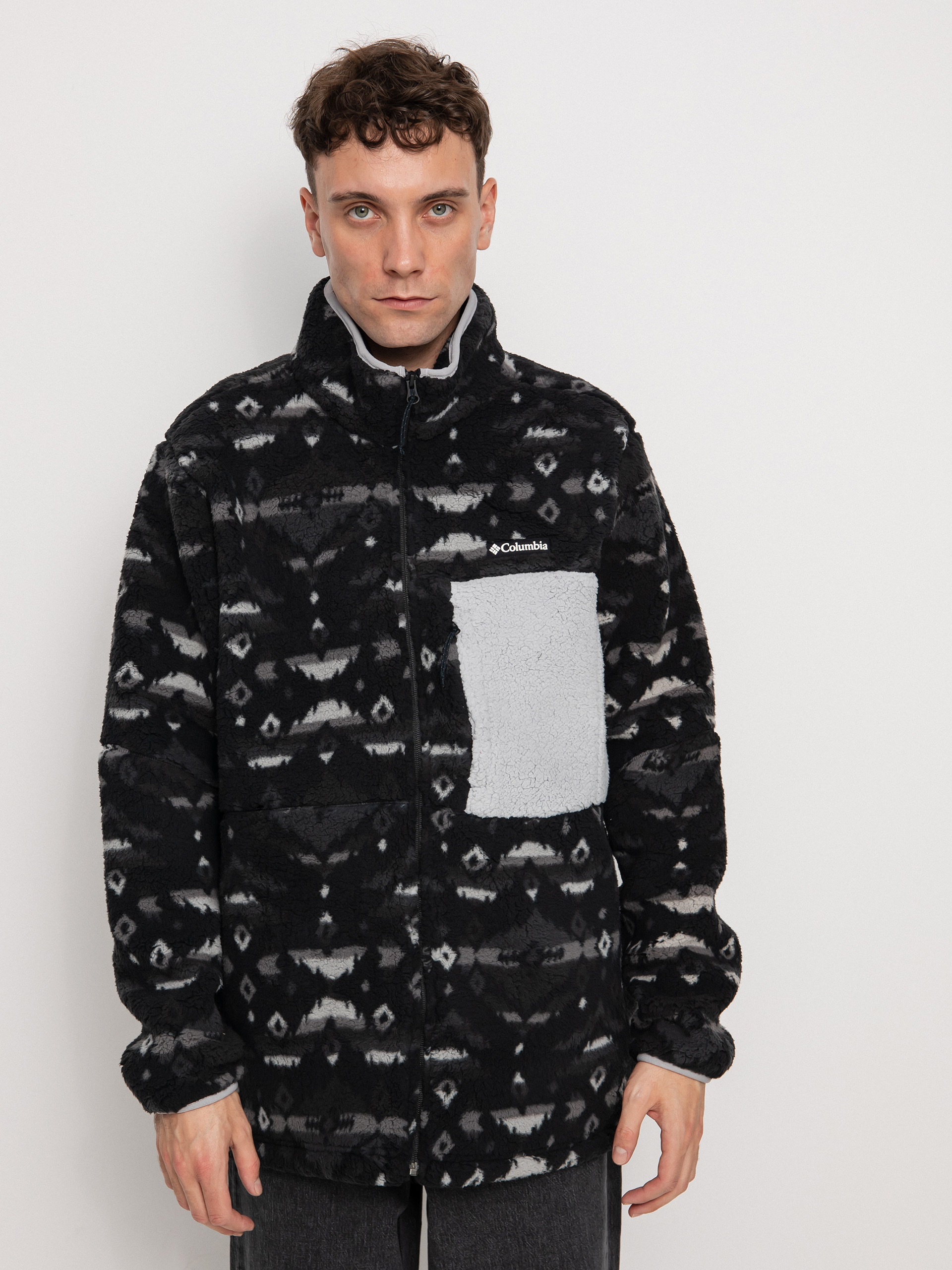 Férfi Columbia Mountainside Printed Full Zip Polár pulóver (black rocky mou)