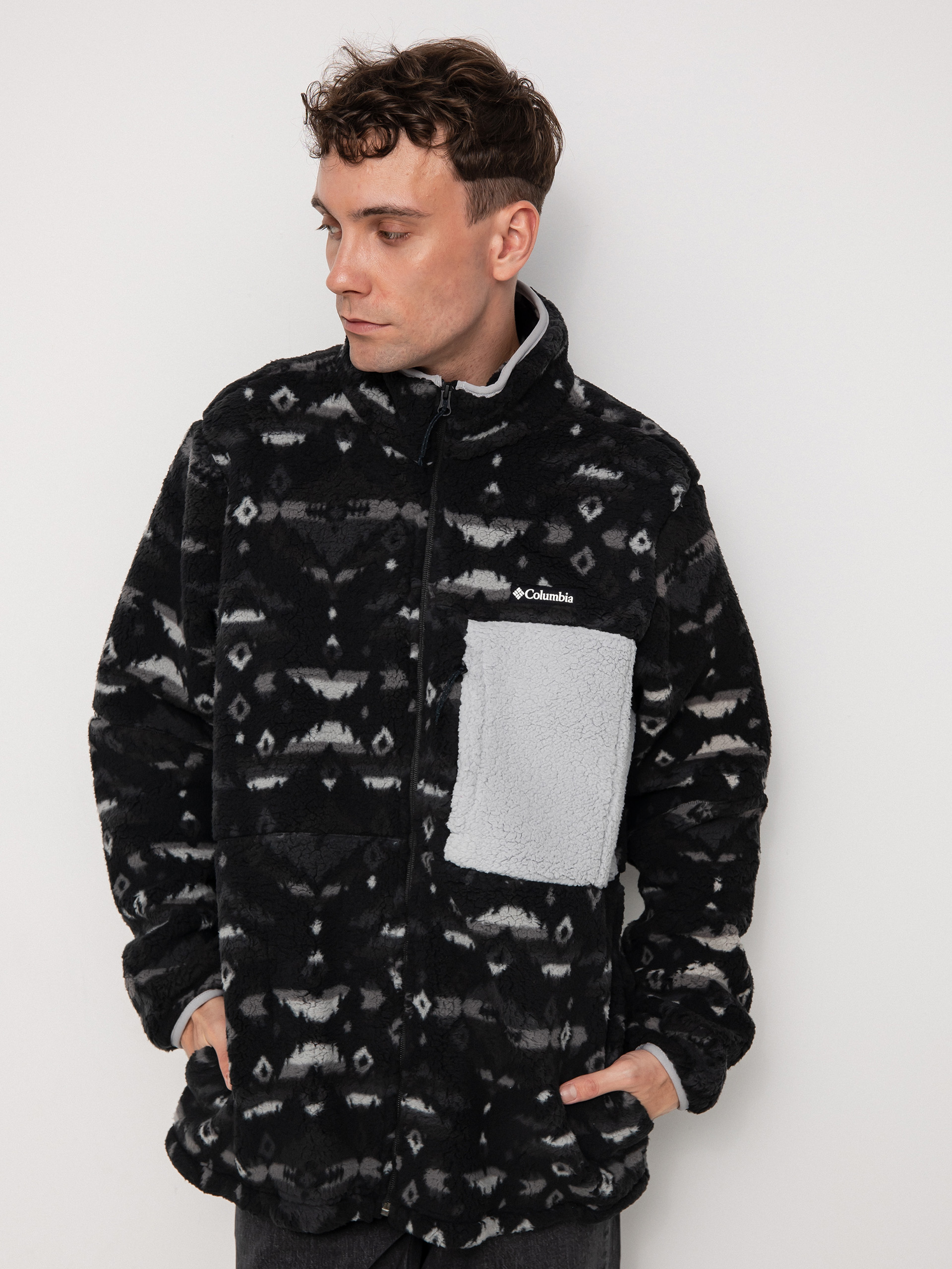 Férfi Columbia Mountainside Printed Full Zip Polár pulóver (black rocky mou)