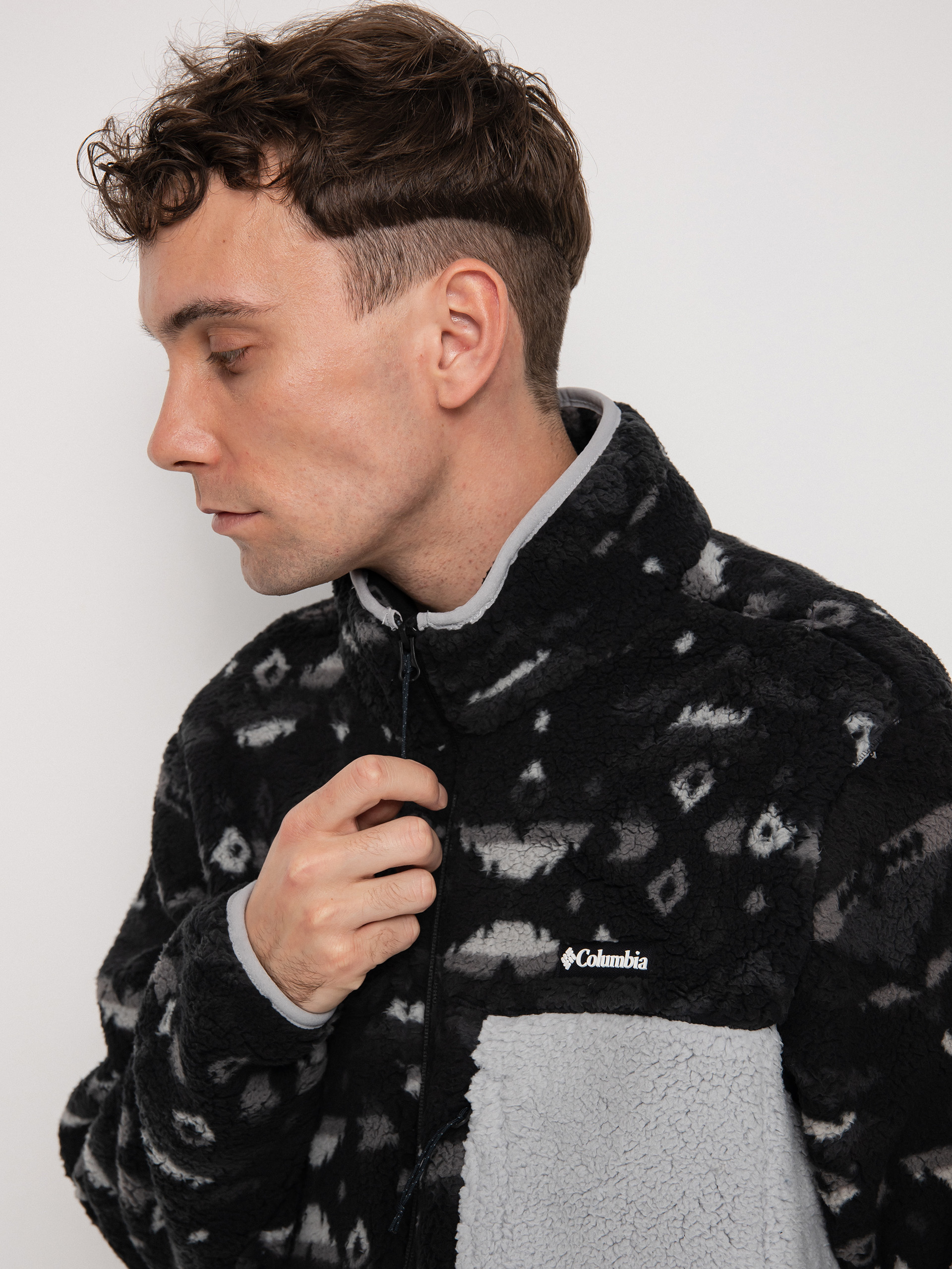 Férfi Columbia Mountainside Printed Full Zip Polár pulóver (black rocky mou)