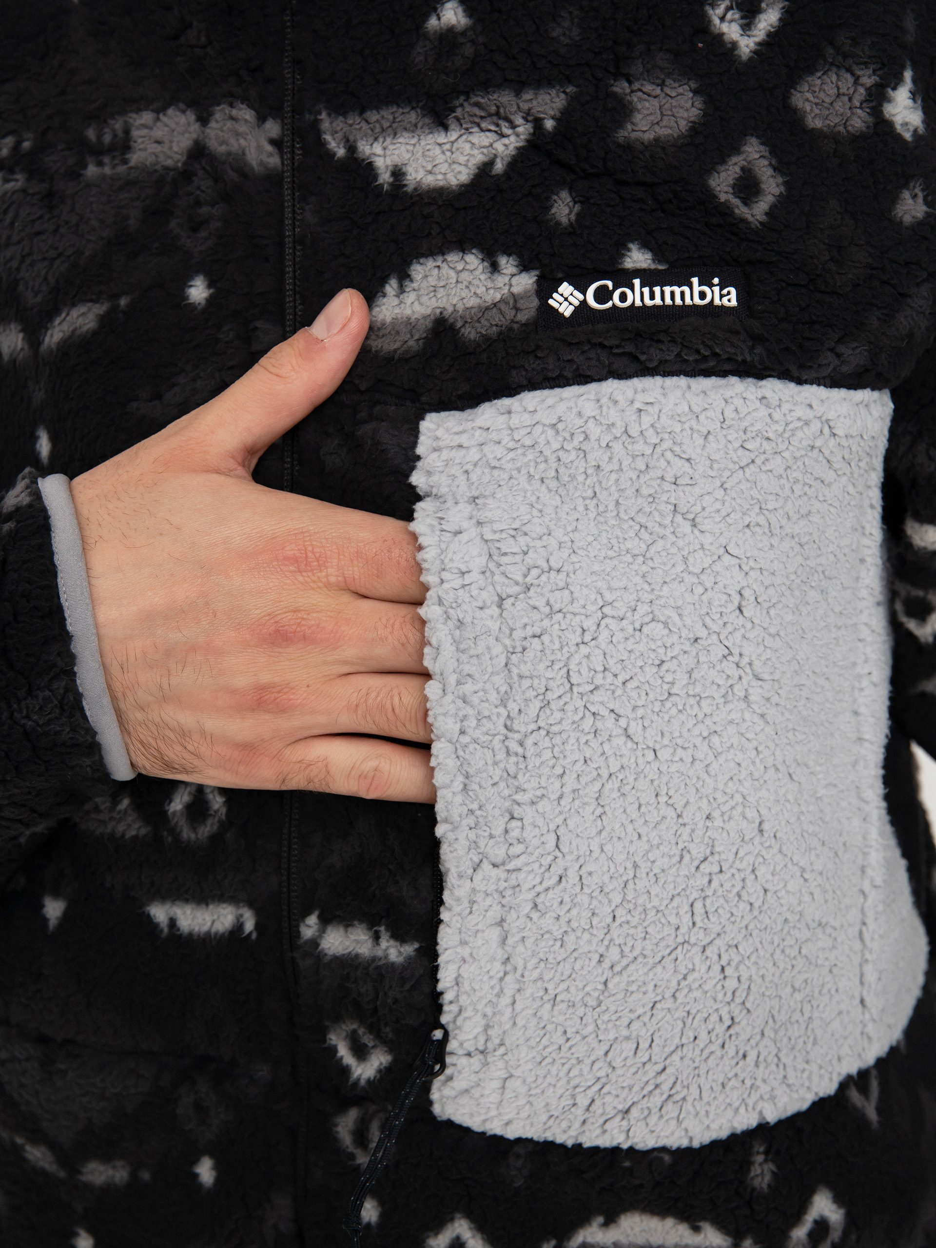 Férfi Columbia Mountainside Printed Full Zip Polár pulóver (black rocky mou)