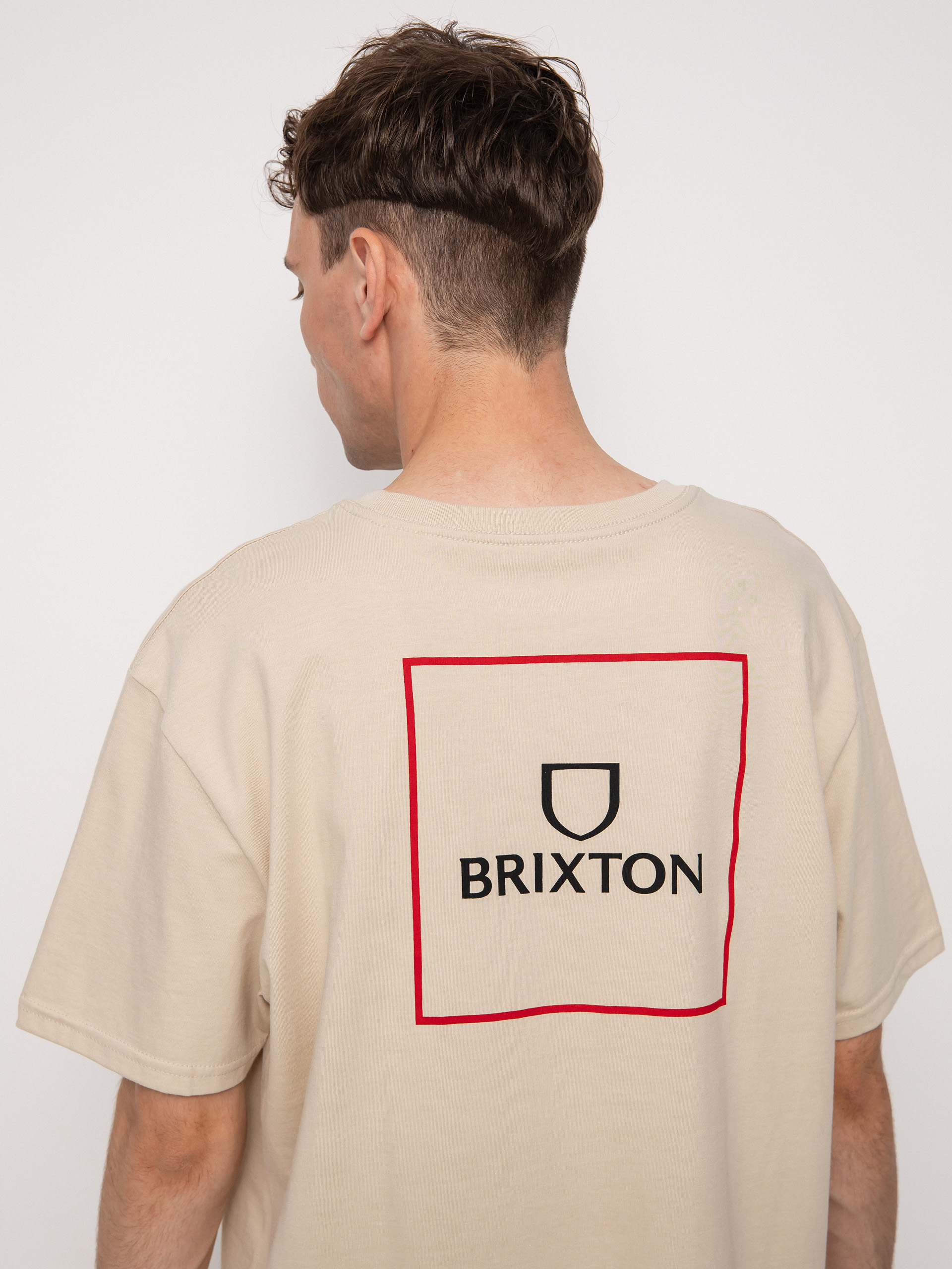 Brixton Alpha Square póló (cream/mars red)