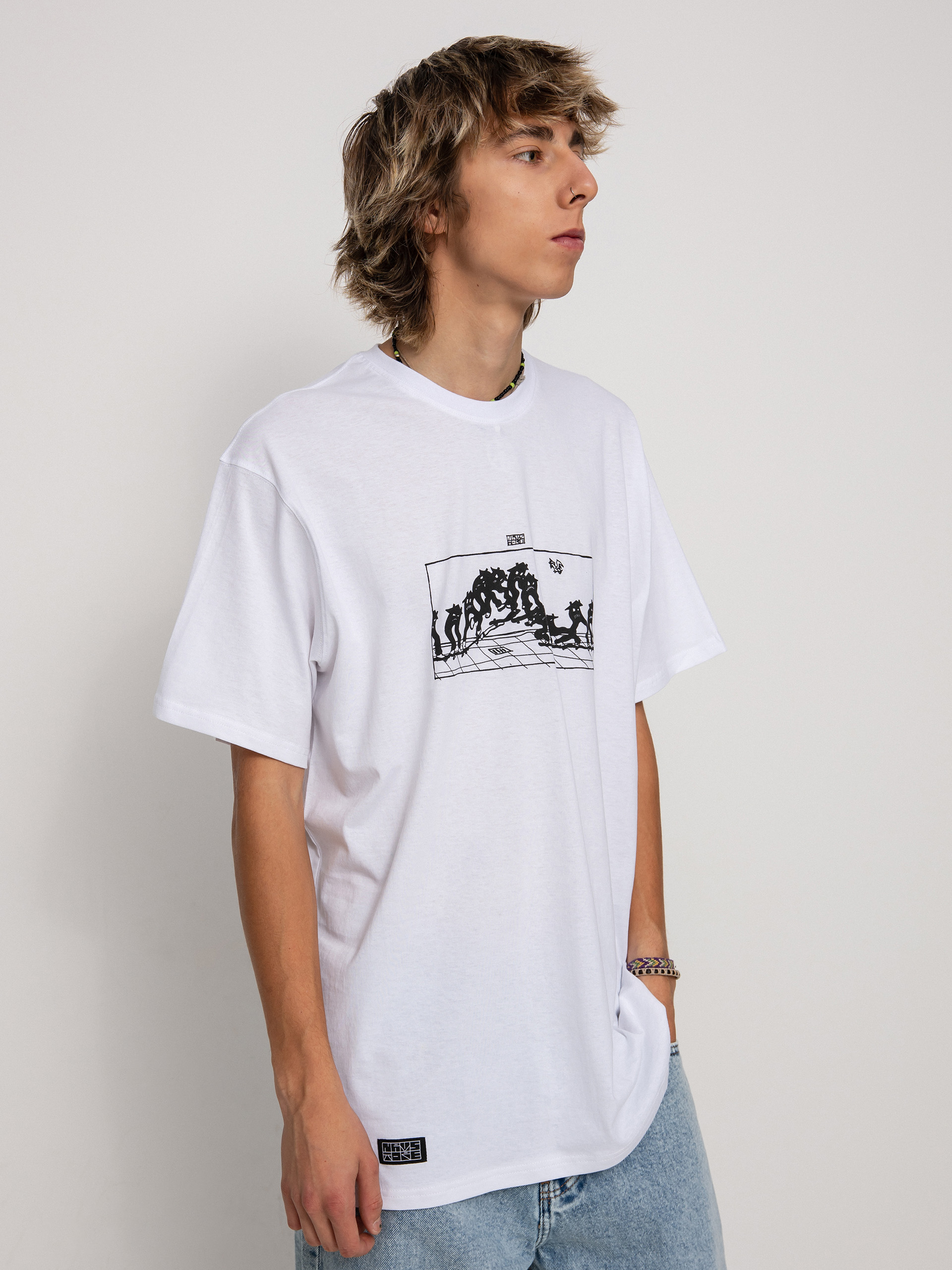 Nervous X TOPE Kickflip póló (white)