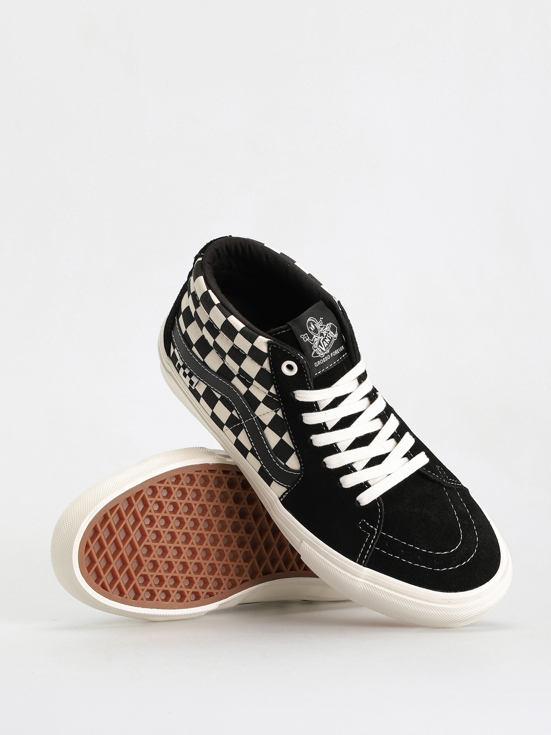 Vans Skate Grosso Mid Cipők (checkerboard black/marshmallow)