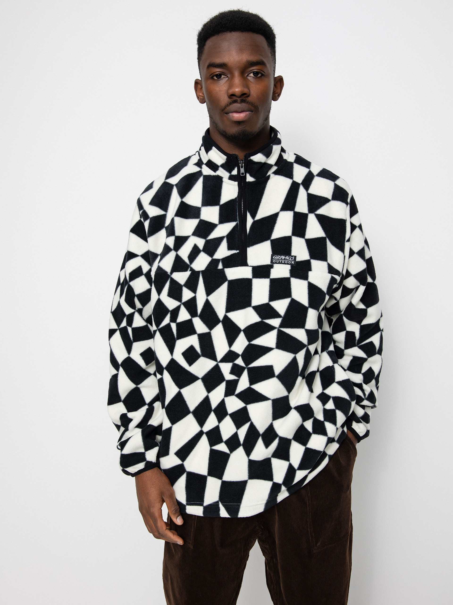 Férfi Gramicci Mock Neck Polár pulóver (black check)