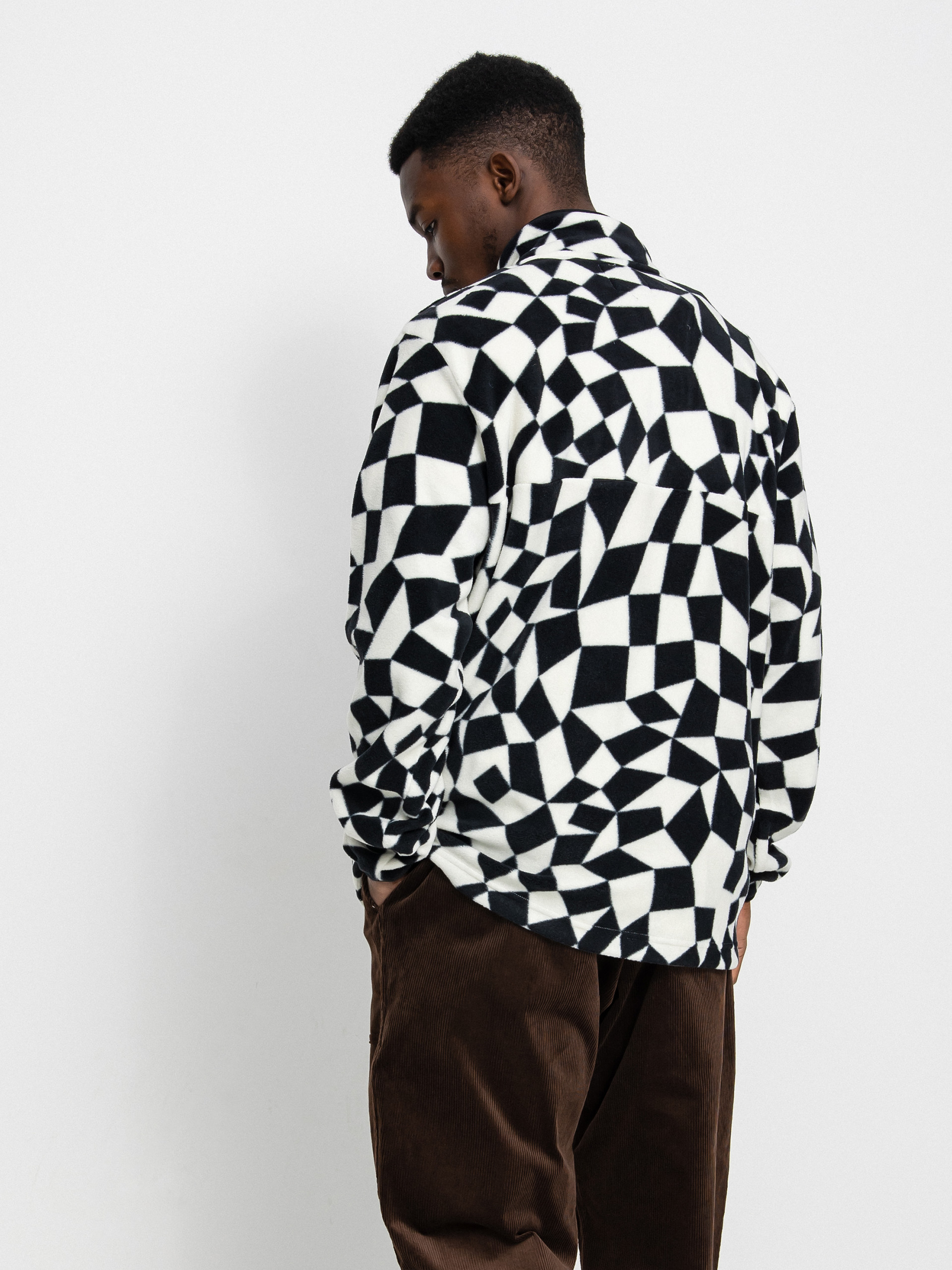 Férfi Gramicci Mock Neck Polár pulóver (black check)