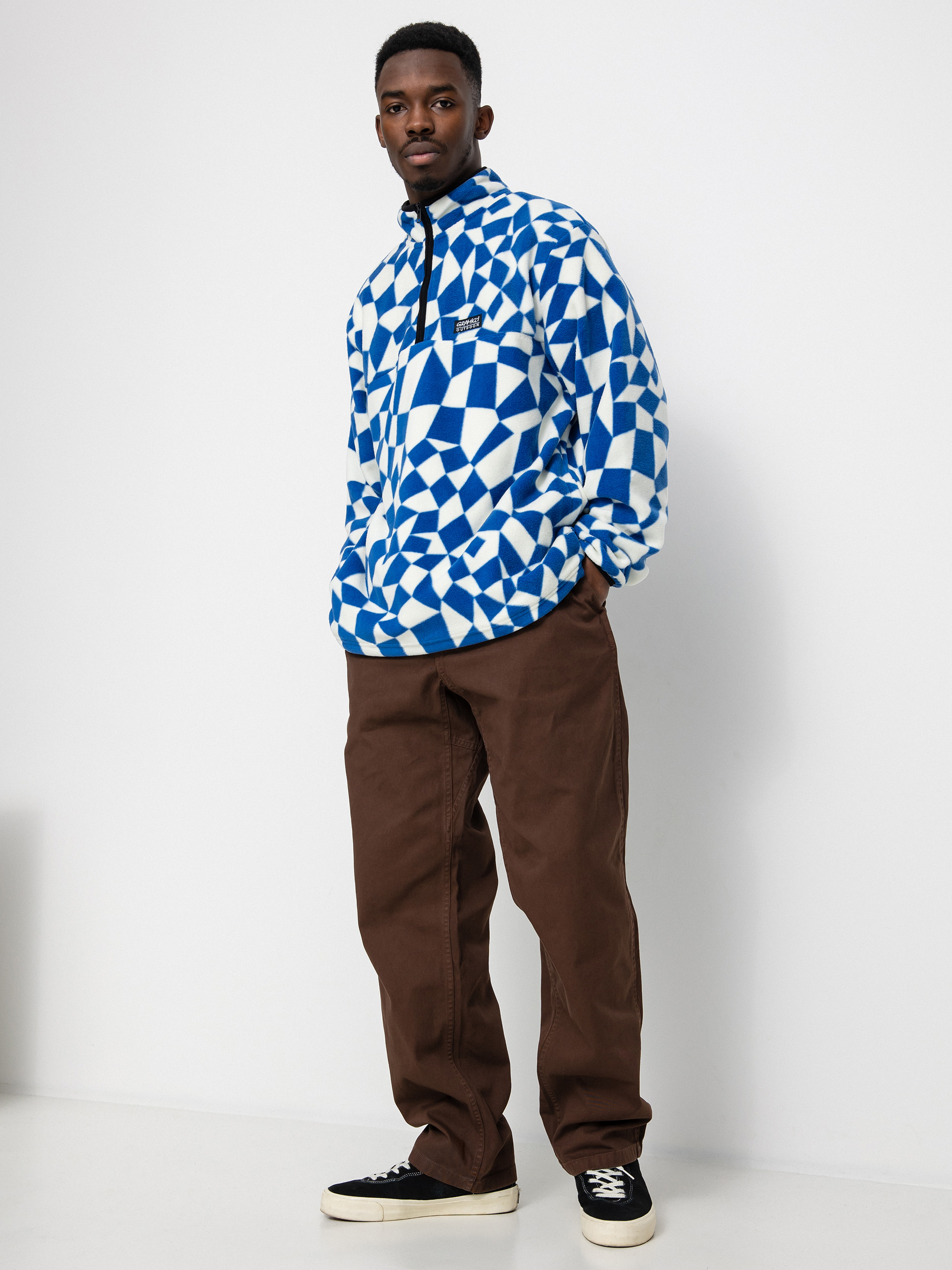 Férfi Gramicci Mock Neck Polár pulóver (blue check)