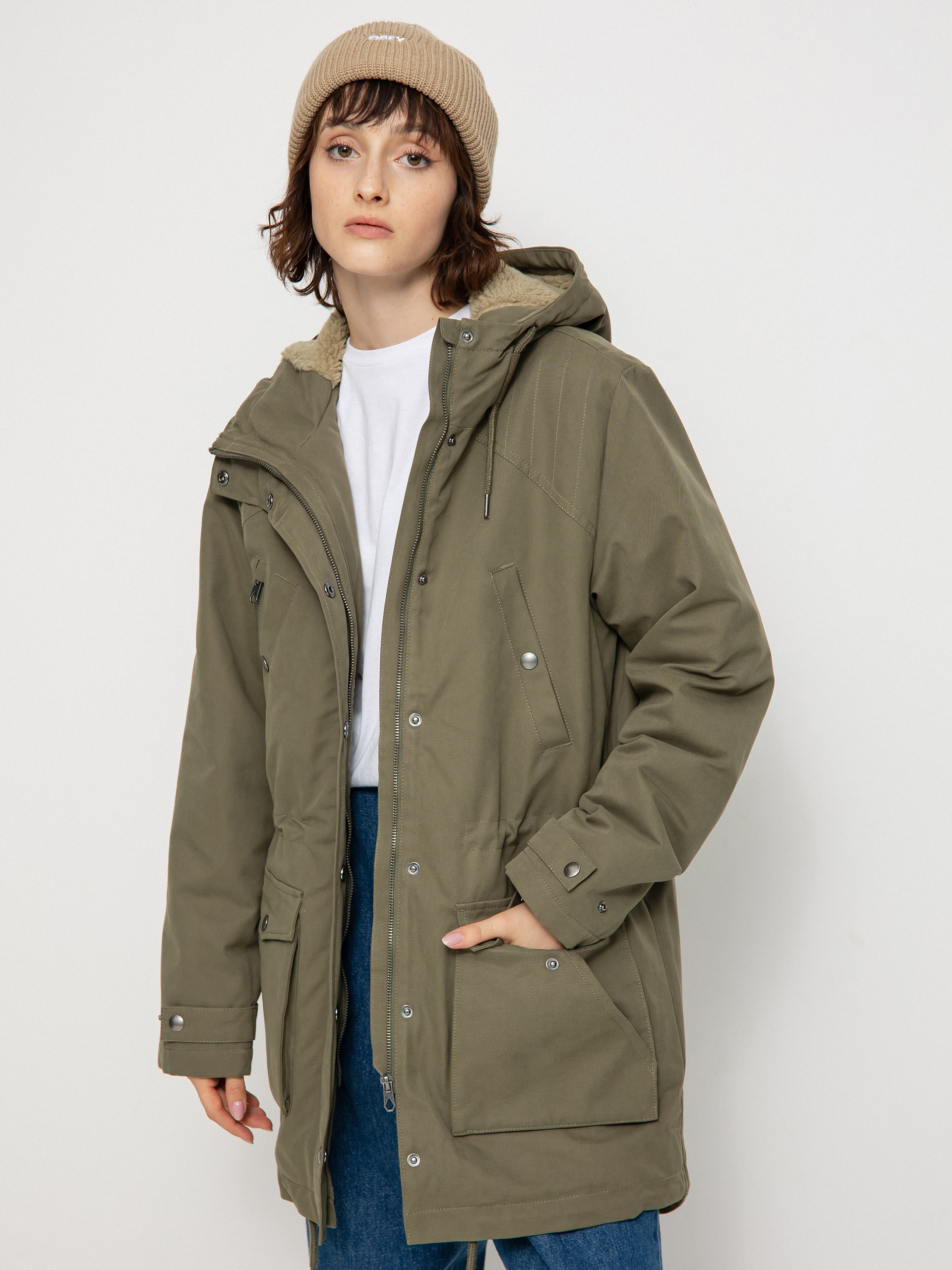 Volcom Walk On By 5K Parka Dzseki Wmn (army green combo)
