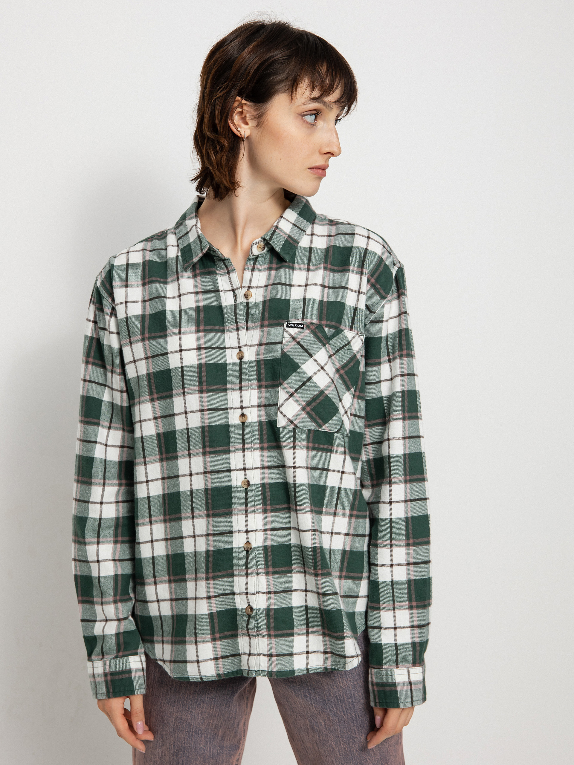 Volcom Plaid To Meet U Ls Ing Wmn (dark pine)