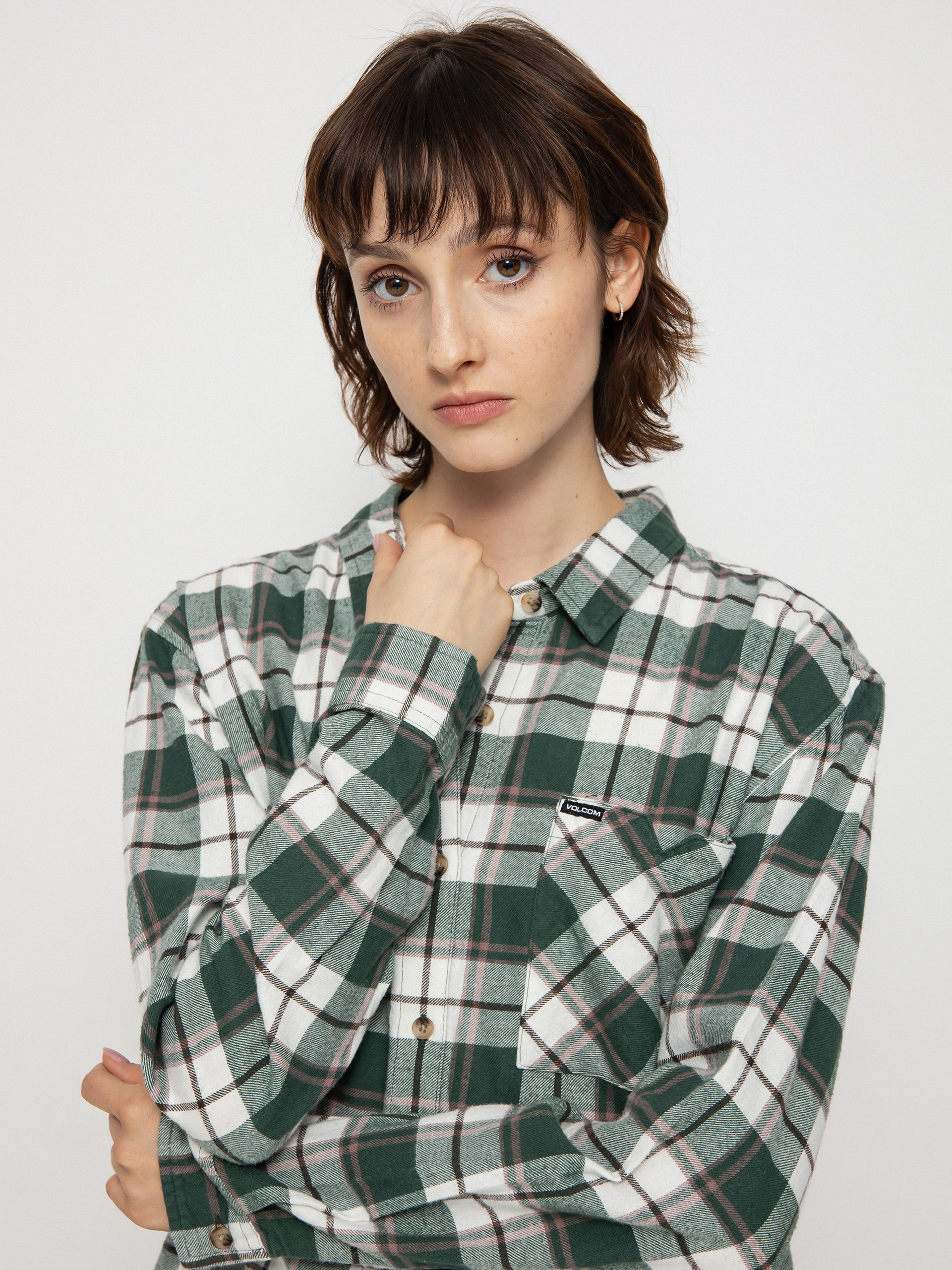 Volcom Plaid To Meet U Ls Ing Wmn (dark pine)