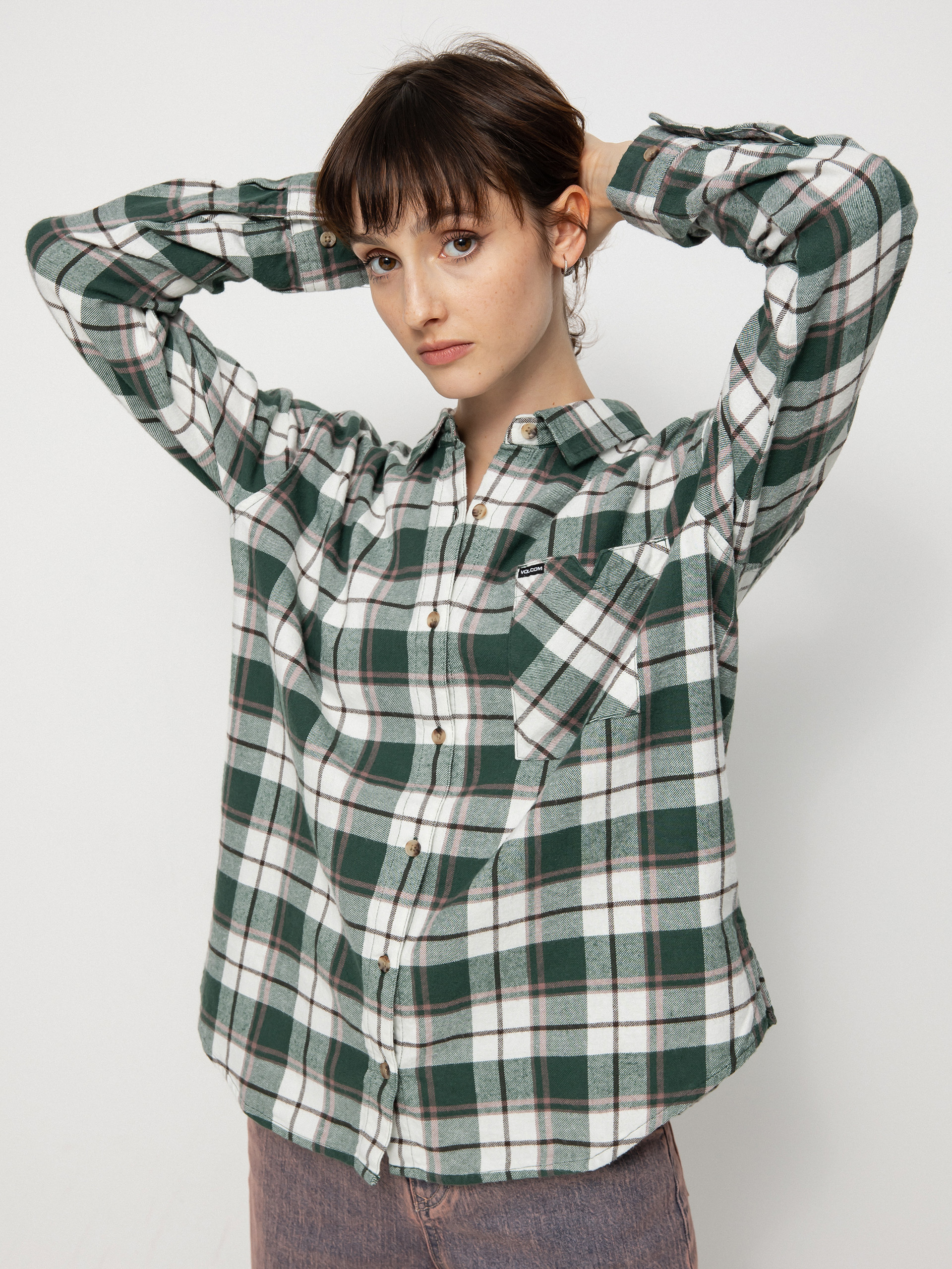 Volcom Plaid To Meet U Ls Ing Wmn (dark pine)