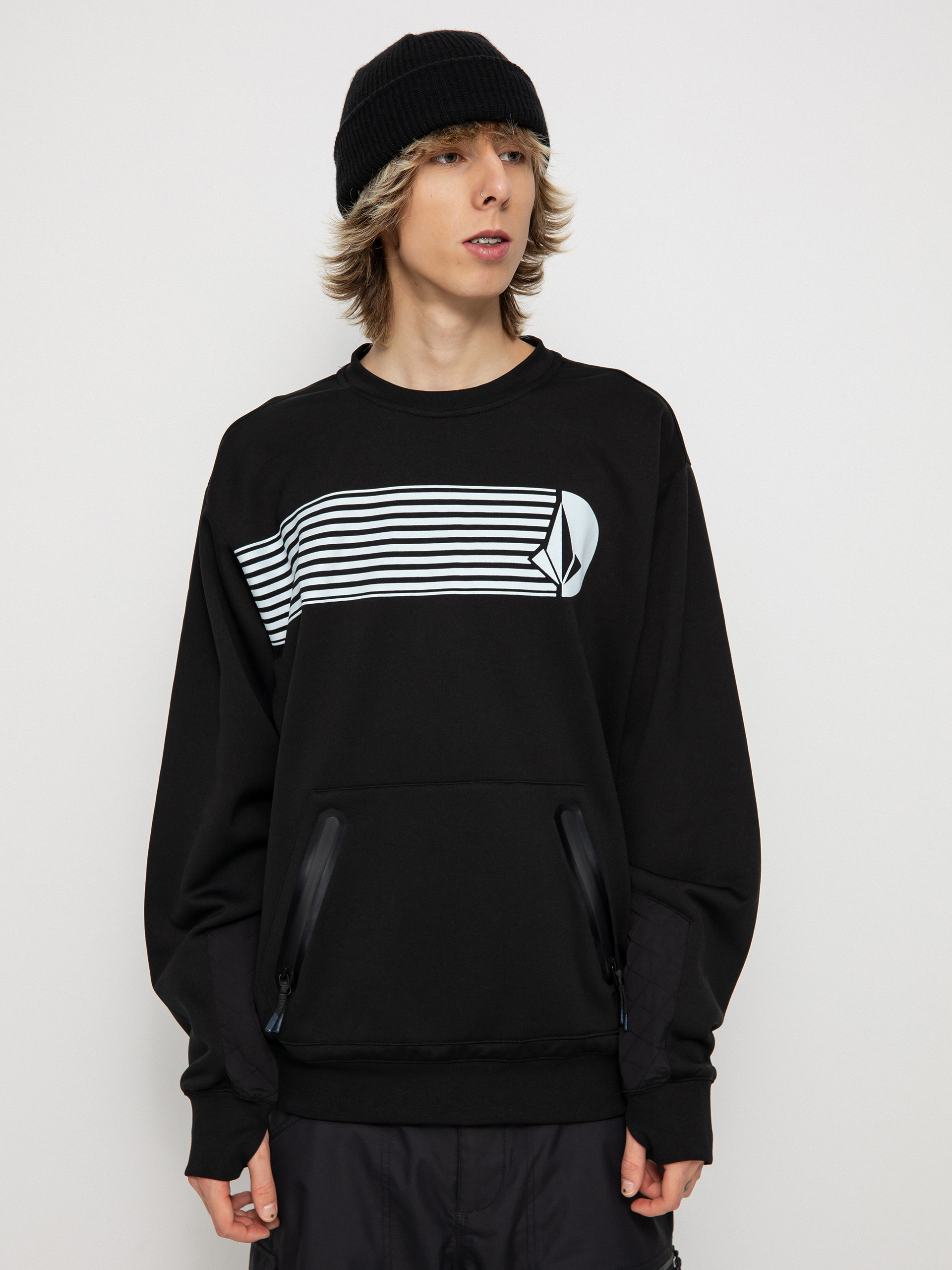 Férfi Volcom Let It Storm Crew Thermo pulóver (black)