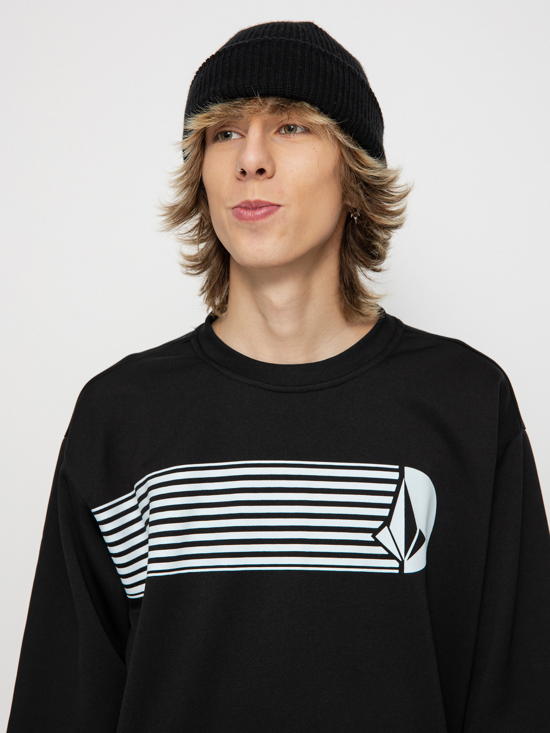 Férfi Volcom Let It Storm Crew Thermo pulóver (black)