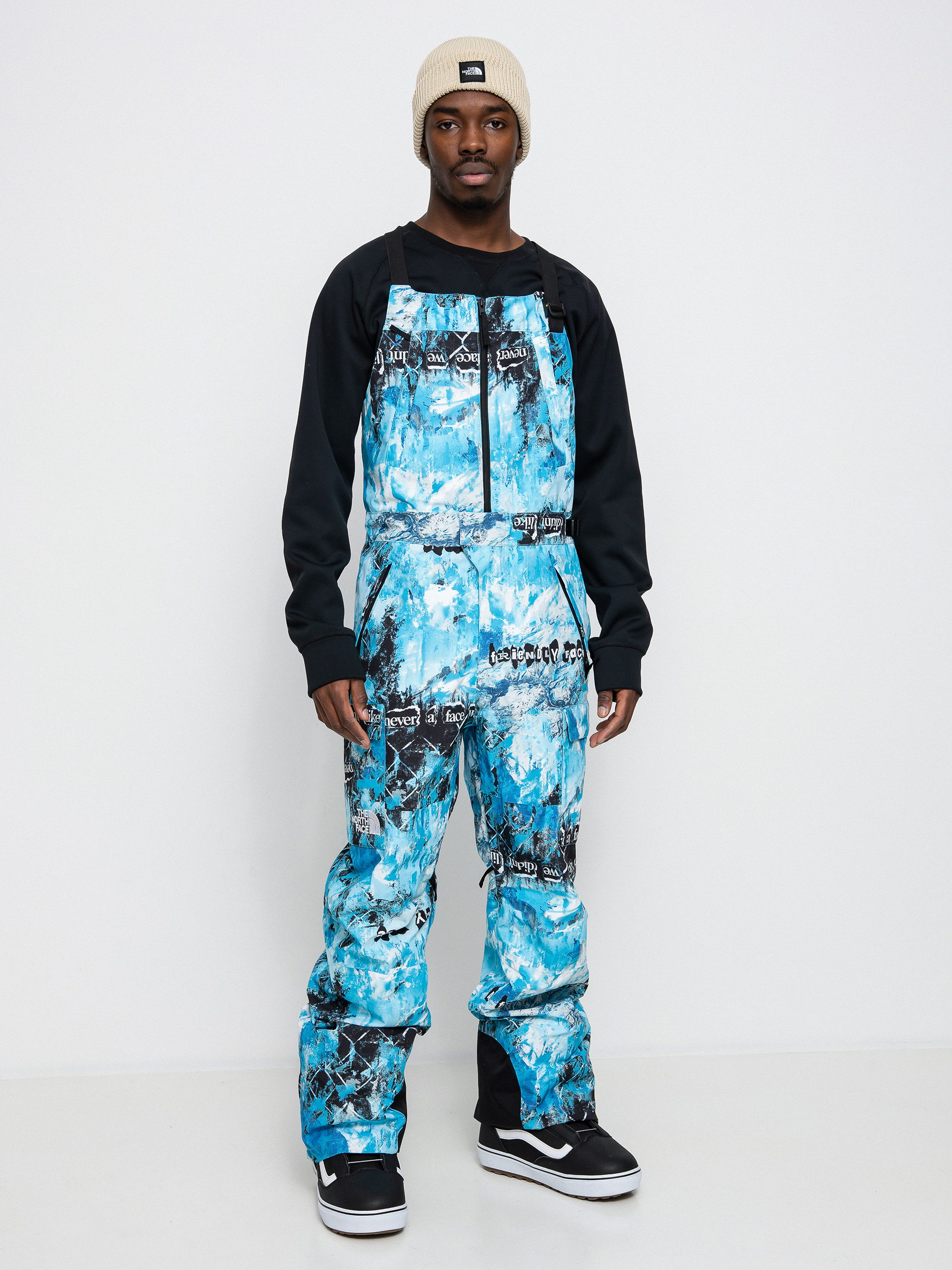 Férfi The North Face Printed Dragline Bib Snowboard nadrág (norse blue/cole navin/never a face print)